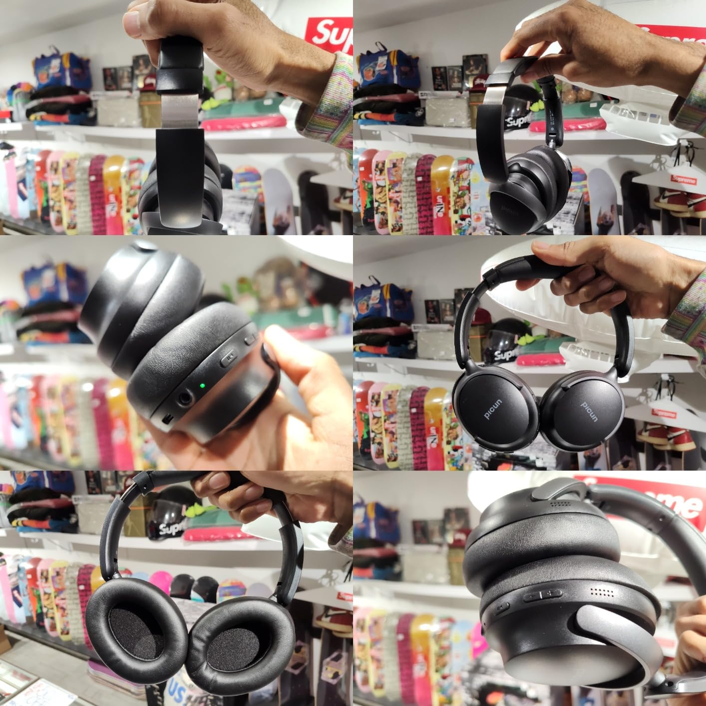 Picun NC60 Hybrid Active Noise Cancelling Headphones, Foldable Wireless Over Ear Bluetooth 5.4 Headphones, 80H Playtime, Transparency Mode, Stereo Bass, Custom EQ via App for Travel Home Khaki White - Customer Photo 1