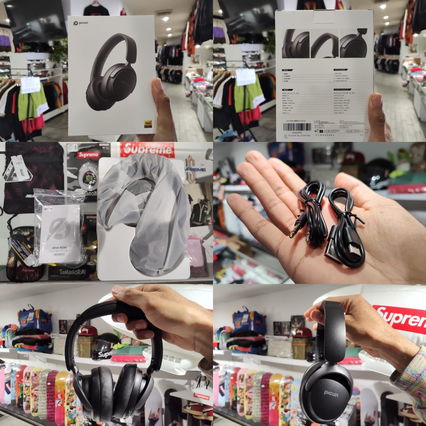 Picun NC60 Hybrid Active Noise Cancelling Headphones, Foldable Wireless Over Ear Bluetooth 5.4 Headphones, 80H Playtime, Transparency Mode, Stereo Bass, Custom EQ via App for Travel Home Khaki White - Customer Photo 2