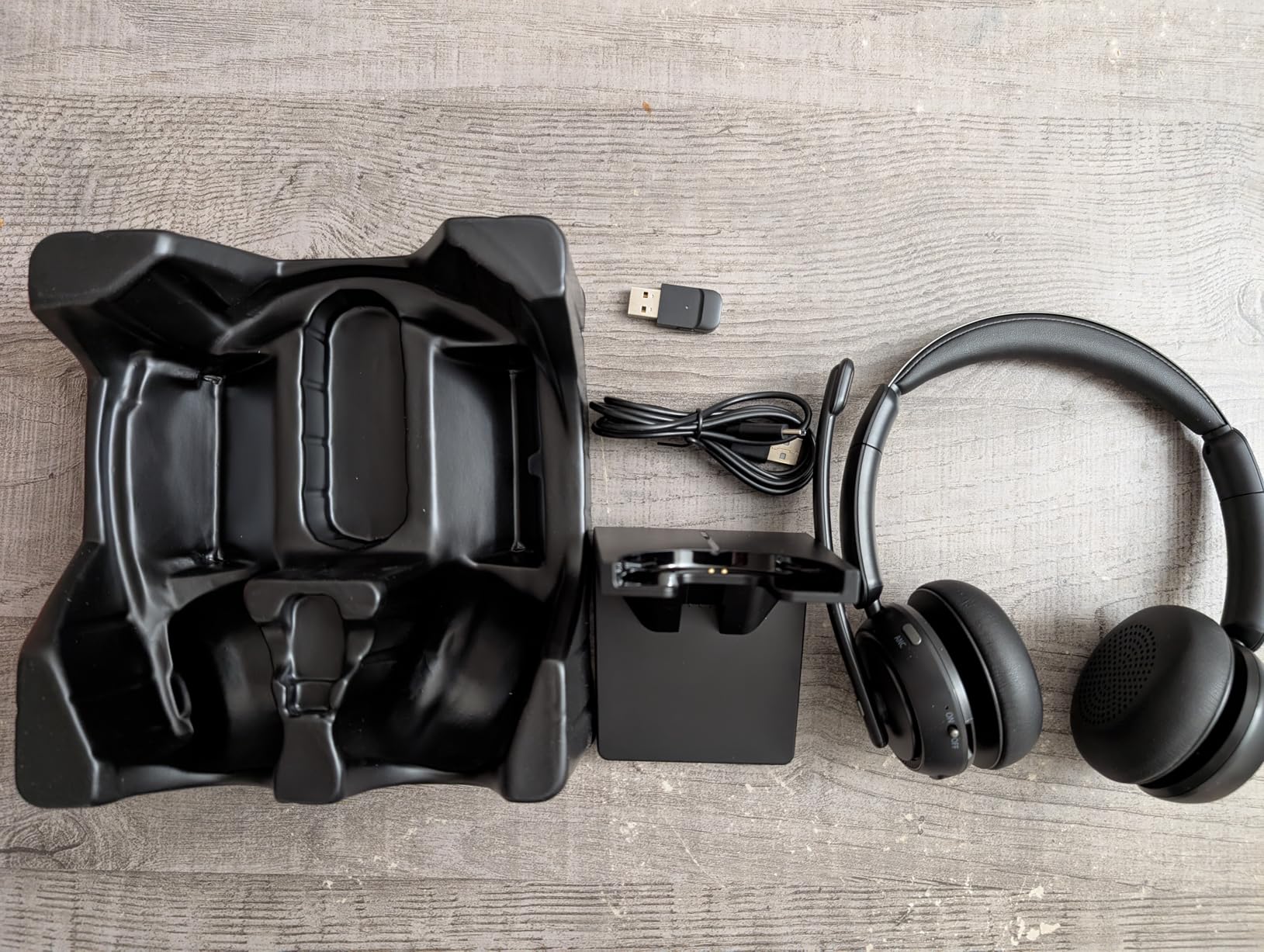 Wireless Headset with ANC & ENC, Bluetooth 5.4 Headset with USB Dongle, Wireless Headphones with Flip-to-Mute Microphone for Work from Home/Office/PC/Cell Phones - Customer Photo 1