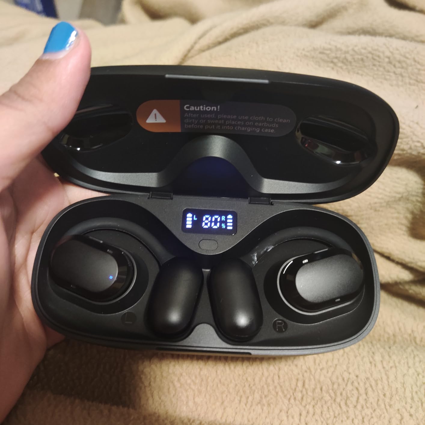 Open Ear Headphones, Open Ear Earbuds, IPX7 Waterproof, Bluetooth 5.3 True Wireless Sports Over Ear Earbuds with Earhooks, Built-in Mic, Crystal-Clear Calls for Running Workout Cycling Driving - Customer Photo 1