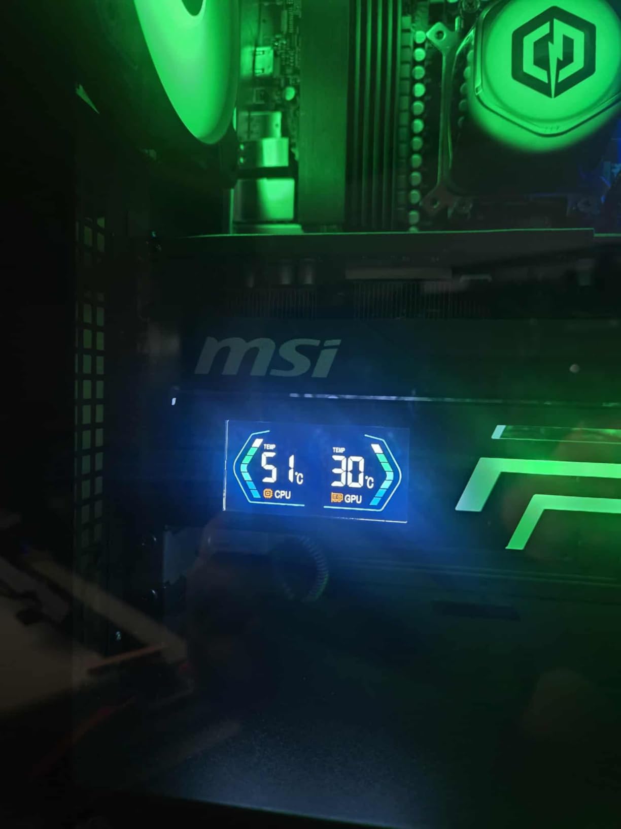 ARGB GPU Support Bracket with CPU & GPU Temp Display, Universal Graphics Card Support, Multi Angle Adjustable GPU Sag Bracket for Video Cards, GPU Stand Built-in 5V3PIN Addressable RGB Strip - Customer Photo 2