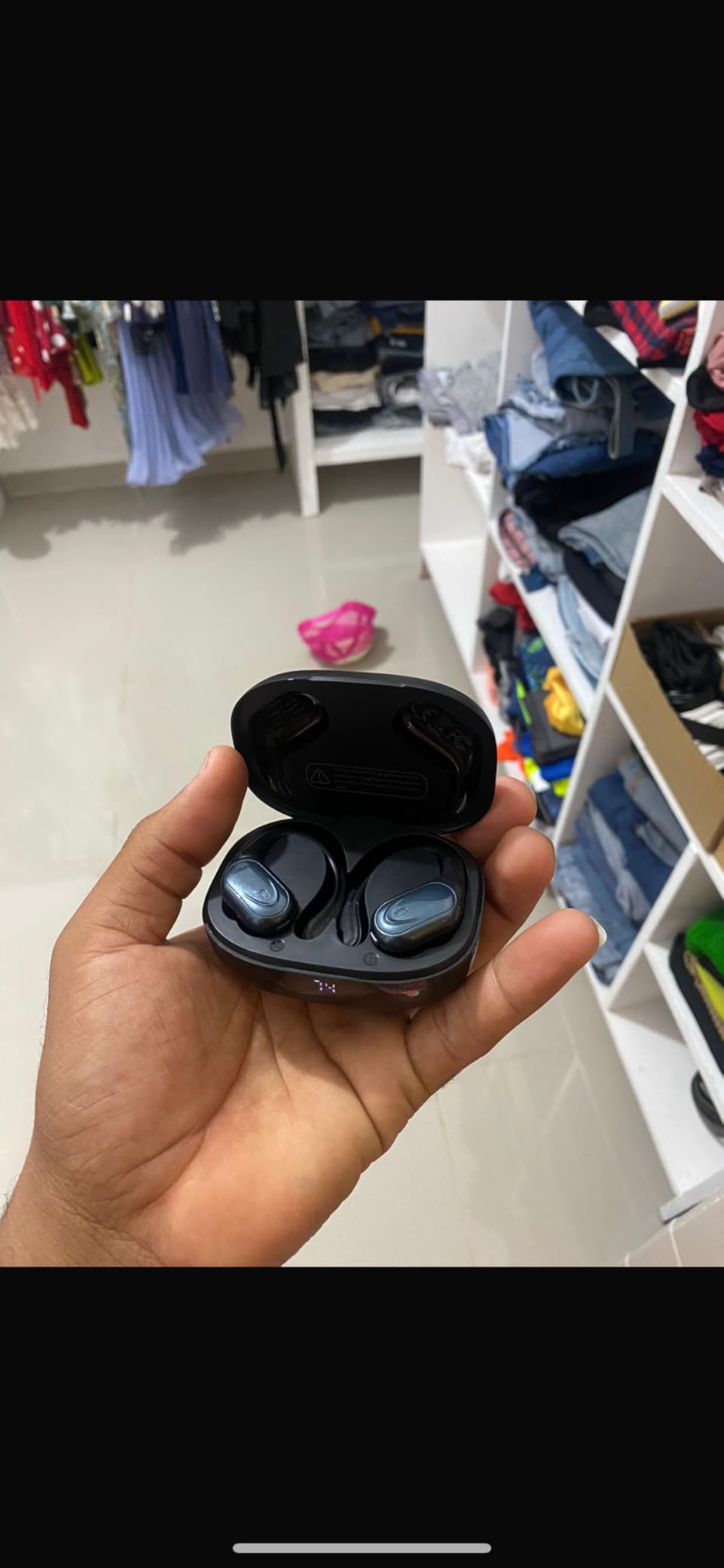 Wireless Earbuds, Sports Bluetooth 5.4 Headphones, Ear Buds with ENC Noise Canceling Mic, 80Hr Playtime Earphones, Palm-Sized, LED Power Display, IPX7 Waterproof Headset for Workout Running, Black - Customer Photo 2