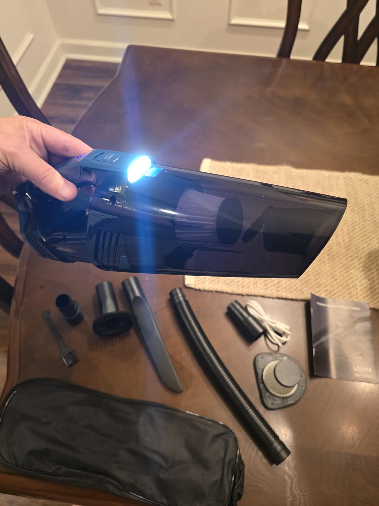 Cordless Car Vacuum Lightweight High Power Handheld Vacuum Cleaner with LED Light, Hand Vacuum for Car Home Office and Pet Hair, BlackBlue - Customer Photo 2