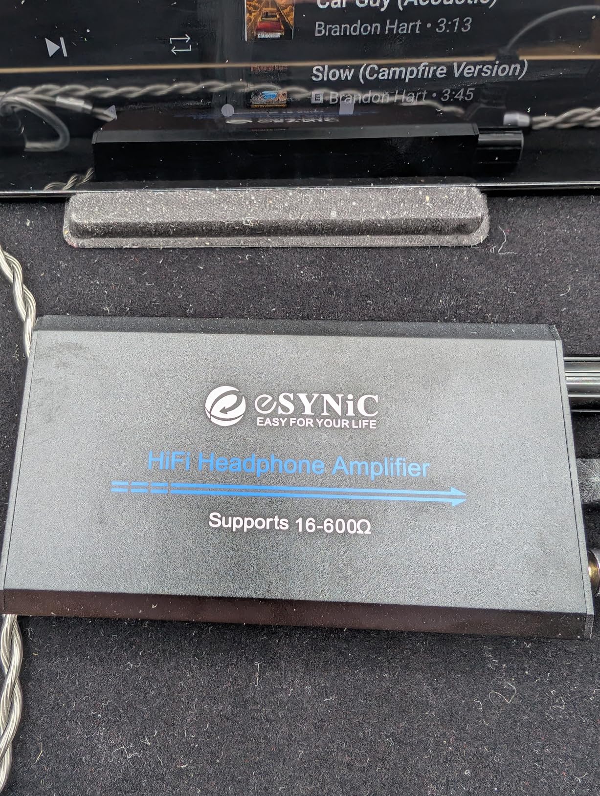 eSynic 16-600Ω Headphone Amplifier Portable - HiFi 3.5MM Audio Headphone Amp Rechargeable with 2-Stage Gain Switch-Aluminum Alloy Case &12H Playtime-0.0005% THD for MP3/Phone/PC/Laptop/Car (3.5mm AUX) - Customer Photo 1