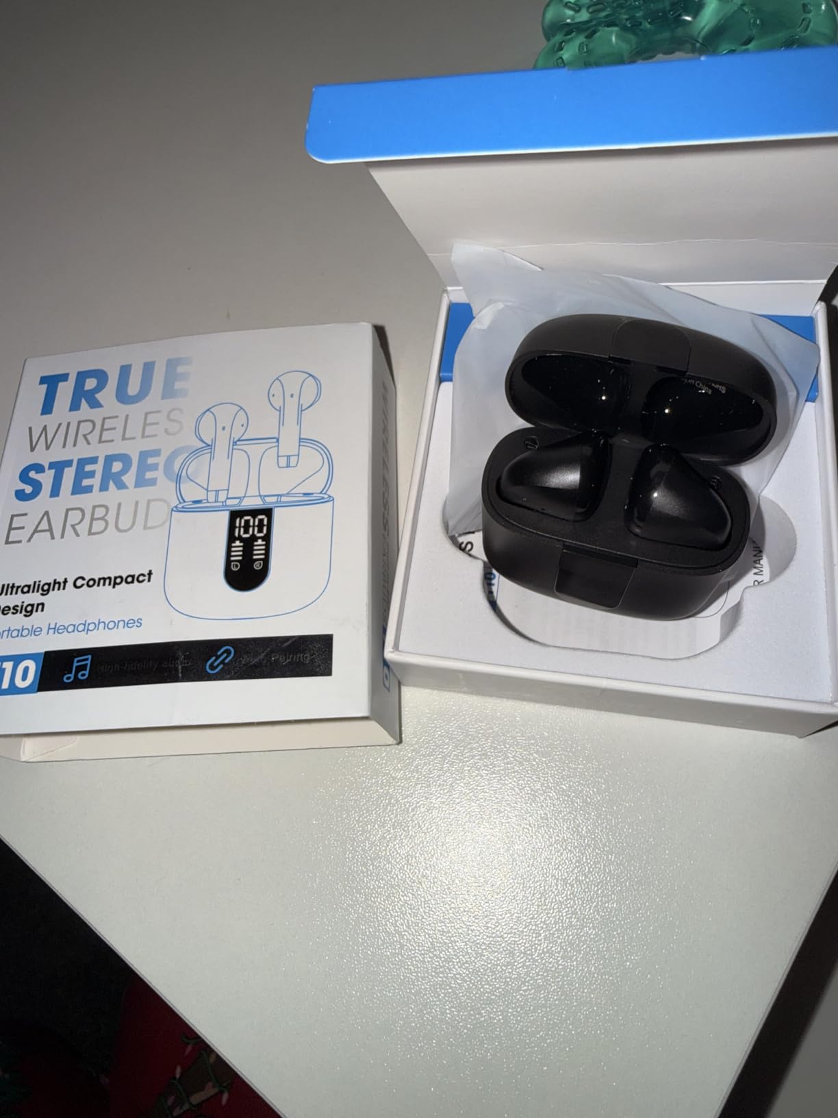Wireless Earbuds, Bluetooth Headphones with Deep Bass Stereo, 48H Playback Ear Buds with LED Power Display, Lightweight, IPX7, in-Ear Earphones with Mic for iPhone/Android/iPad, Black Customer Review Wireless Earbuds, Bluetooth Headphones with Deep Bass Stereo, 48H Playback Ear Buds with LED Power Display, Lightweight, IPX7, in-Ear Earphones with Mic for iPhone/Android/iPad, Black - Customer Photo 1