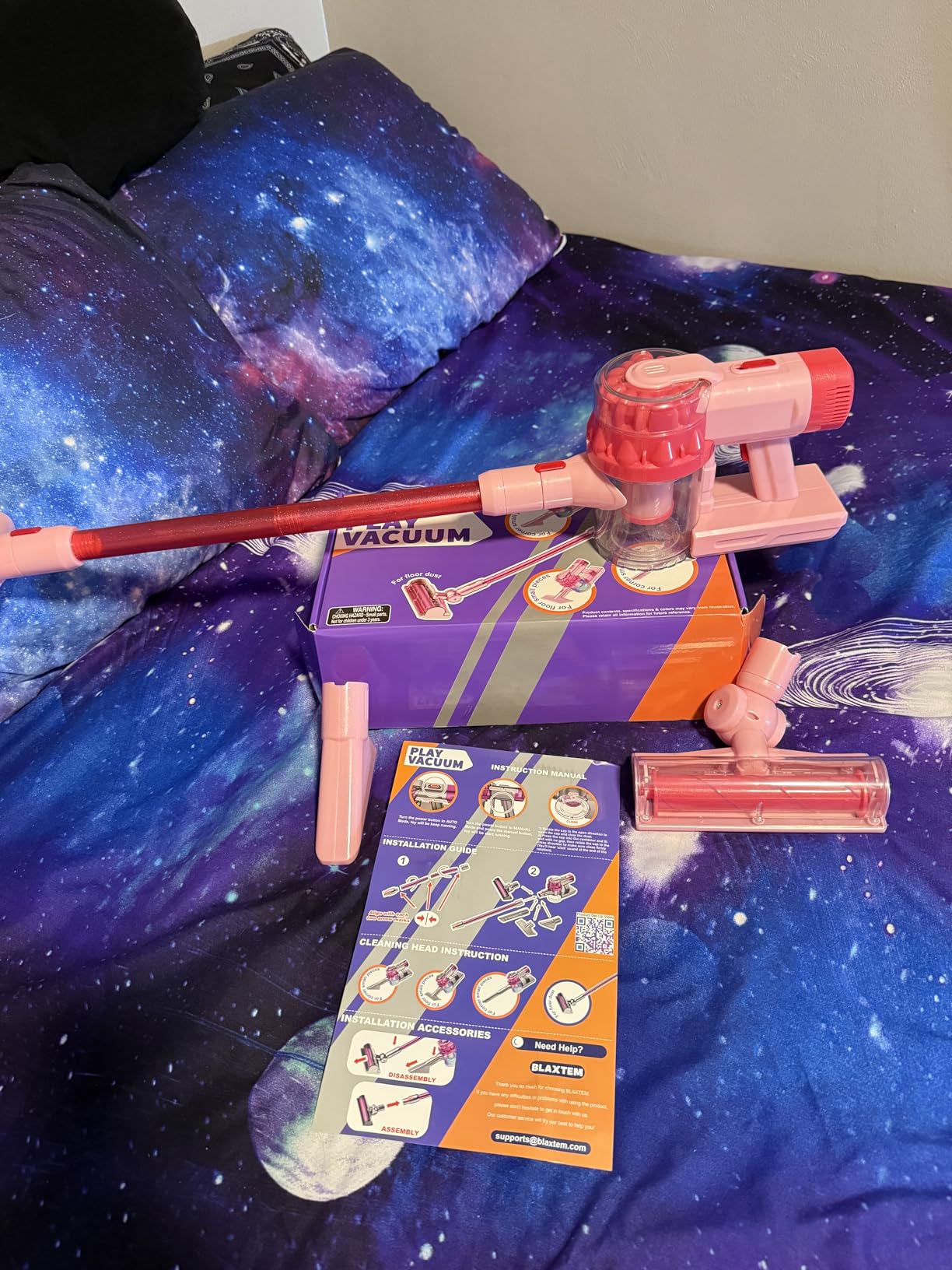 4-in-1 Kids Toy Vacuum That Works with Suction, Electric Toy Toddler Vacuum Cleaner for Children Ages 3 4 5 6+ Boys & Girls,Toddlers Toys Cleaning Set for Pretend Play (Pink) - Customer Photo 1