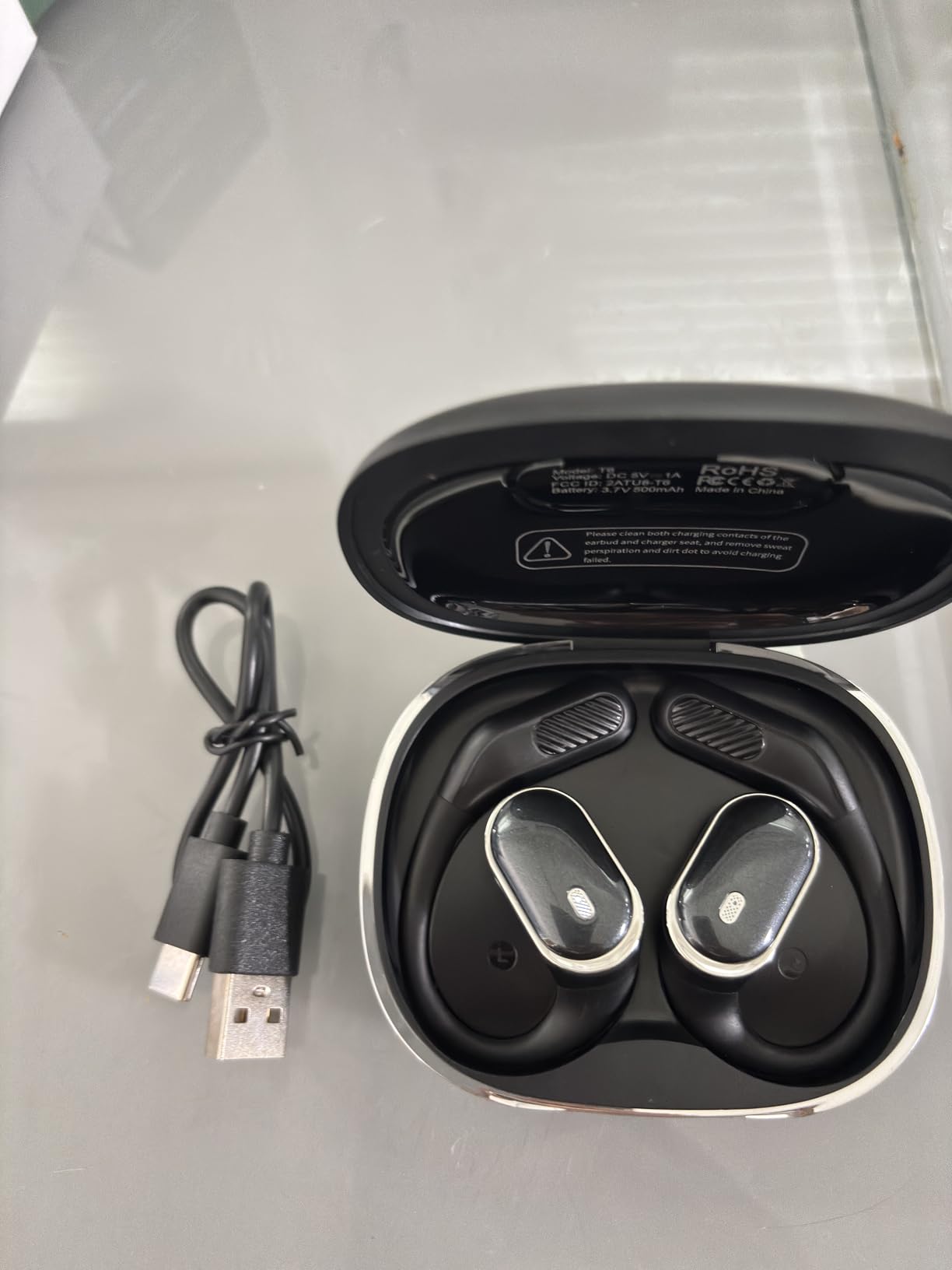 Open Ear Wireless Earbuds Bluetooth Headphones, 50Hrs Playtime Stereo Sound Earphones with IP7 Waterproof Ear Buds for Fitness/Travel - Customer Photo 2