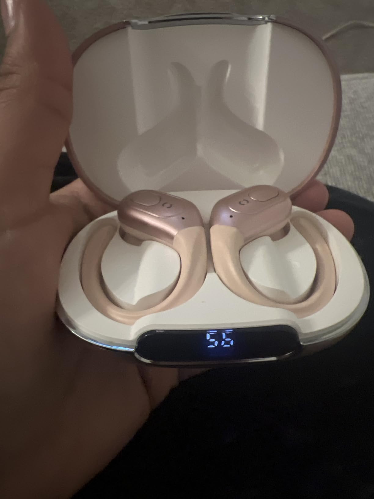 occiam Active Noise Cancelling Ear Buds Bluetooth Headphones Wireless Earbuds 90Hrs Playback Stereo Bass Earphones with Over-Ear Hooks IPX7 Waterproof Earbud for Sports Running Gym Workout Black - Customer Photo 2