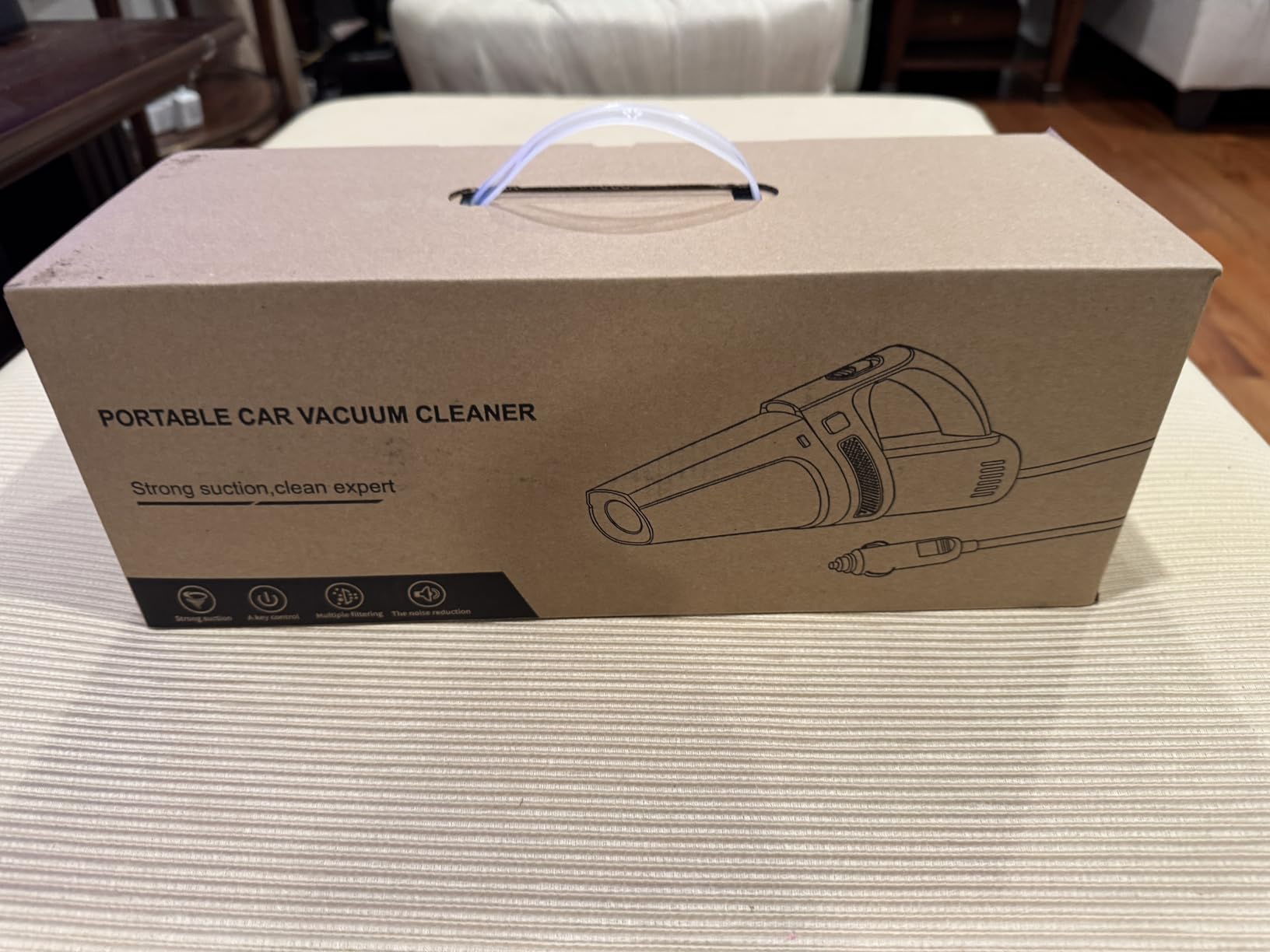 Car Vacuum, Portable Vacuum Cleaner with Powerful 7000PA Suction, DC 12V Power 16.4Ft Cord Wired Vacuum Cleaner, LED Light, Car Accessories for Men/Women, Black - Customer Photo 1