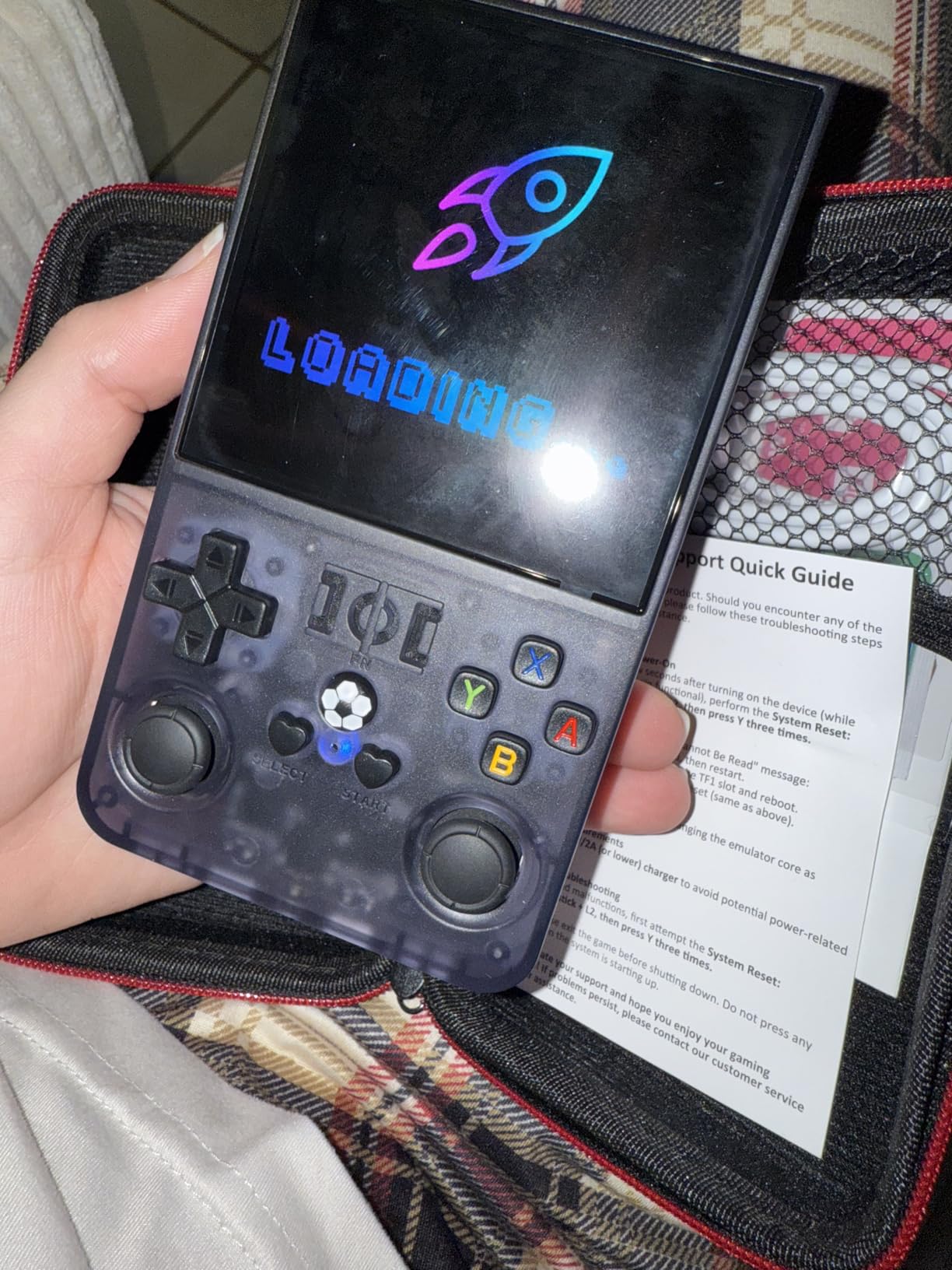 R36MAX Retro Handheld Game Console, 4.0 Inch IPS HD Screen Retro Gaming Console, Linux System, 20+ Mainstream Emulator Games Retro Game Console, 4000mAh Battery, Built-in 64G TF Card, Black - Customer Photo 1