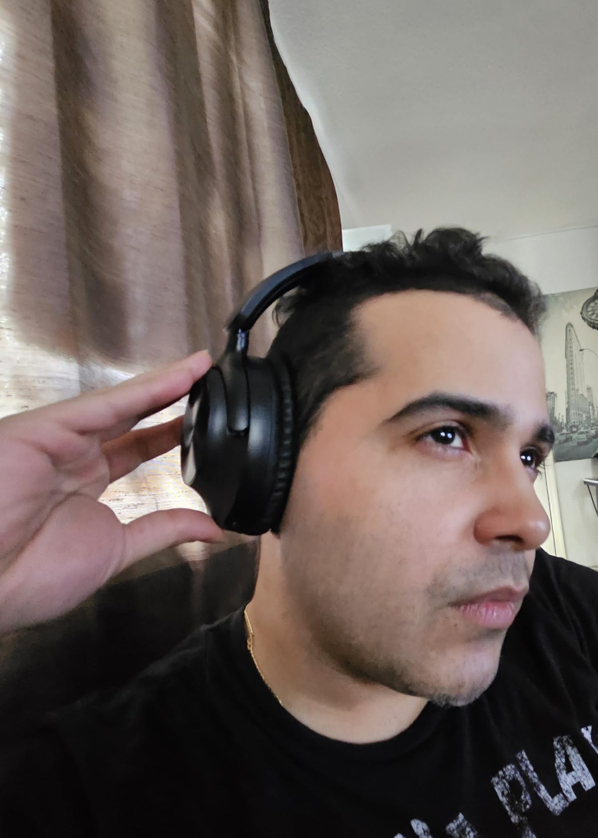 TAGRY Hybrid Active Noise Cancelling Headphones 100H Playtime Wireless Bluetooth Over Ear Headphone with Fast Charging Hi-Res Audio Comfort Earcups Headsets for Home Travel Office Phone PC Black - Customer Photo 2