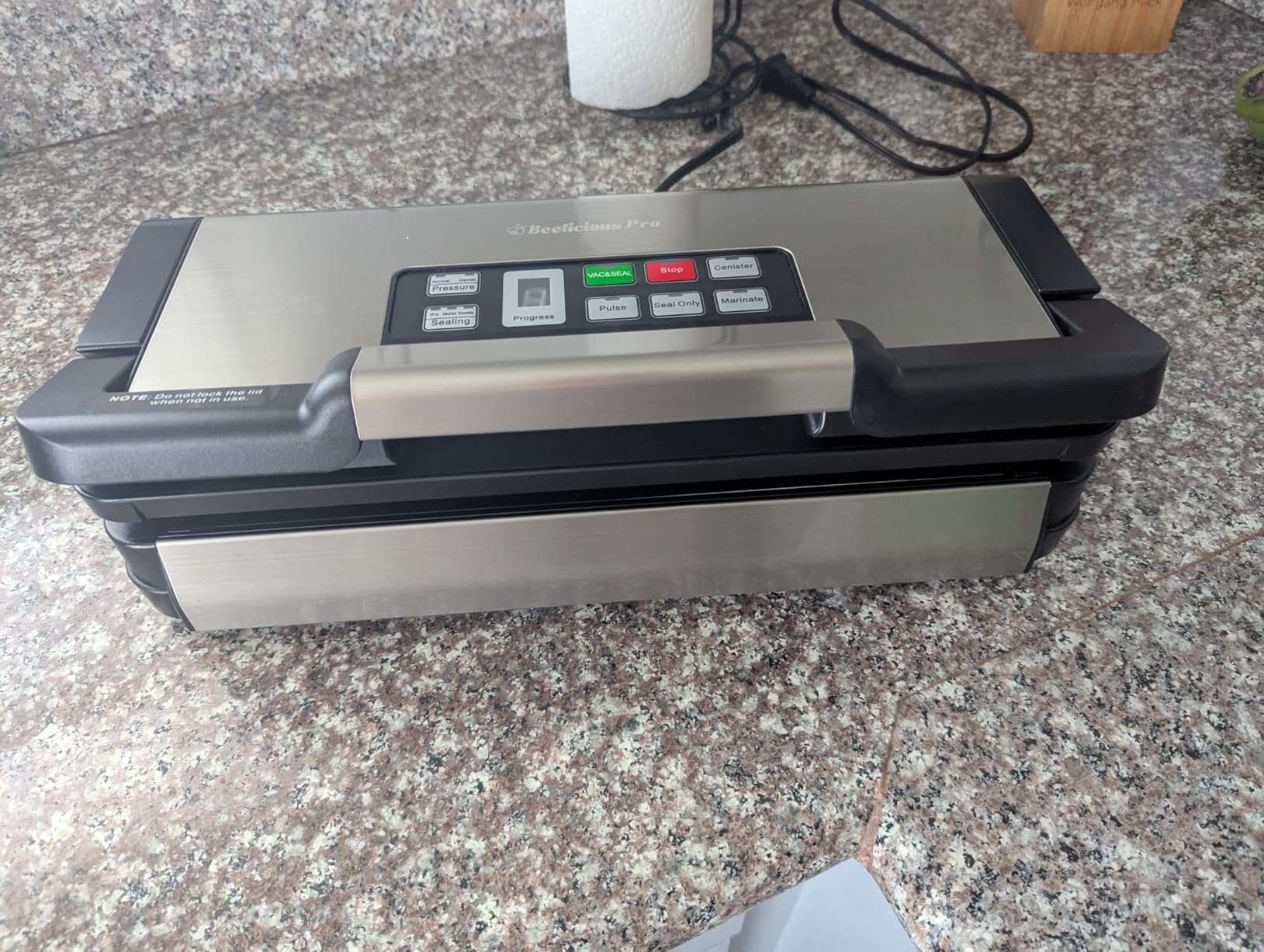 95kPa Vacuum Sealer Machine with AquaLock Technology, for Moist Seals, 2X Seal & 130W, Fully Automatic Food Sealer, Built-In Cutter, Bag Storage & Hose, Precision Sealing, 2 Bag Rolls,Stainless Steel Customer Review 95kPa Vacuum Sealer Machine with AquaLock Technology, for Moist Seals, 2X Seal & 130W, Fully Automatic Food Sealer, Built-In Cutter, Bag Storage & Hose, Precision Sealing, 2 Bag Rolls,Stainless Steel - Customer Photo 2