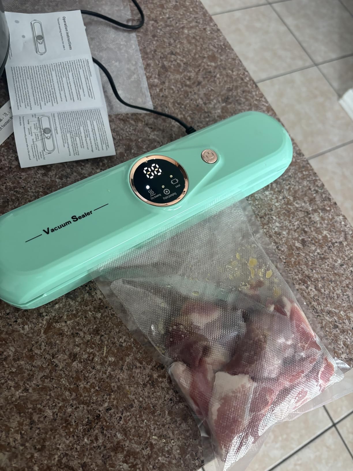 95kpa Vacuum Sealer Machine,Commercial Full Automatic Food Sealer,Powerful Sealing System with Double Heat Seal,Bags Storage,Easy-Lock Handle,Build-in Cutter,1 Bag Rolls and 10 pcs Pre-cut Bags(Black) Customer Review 95kpa Vacuum Sealer Machine,Commercial Full Automatic Food Sealer,Powerful Sealing System with Double Heat Seal,Bags Storage,Easy-Lock Handle,Build-in Cutter,1 Bag Rolls and 10 pcs Pre-cut Bags(Black) - Customer Photo 2