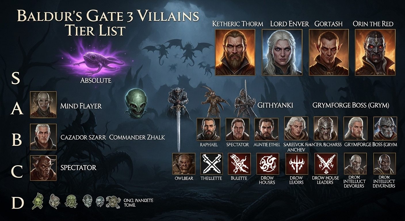 Baldur's Gate 3 Villains Tier List