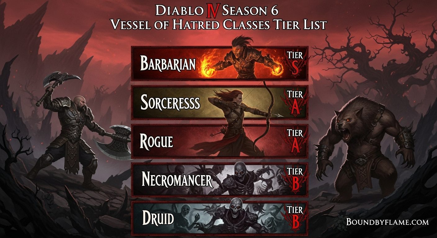 Diablo 4 S6 Vessel of Hatred Ultimate Classes Tier List