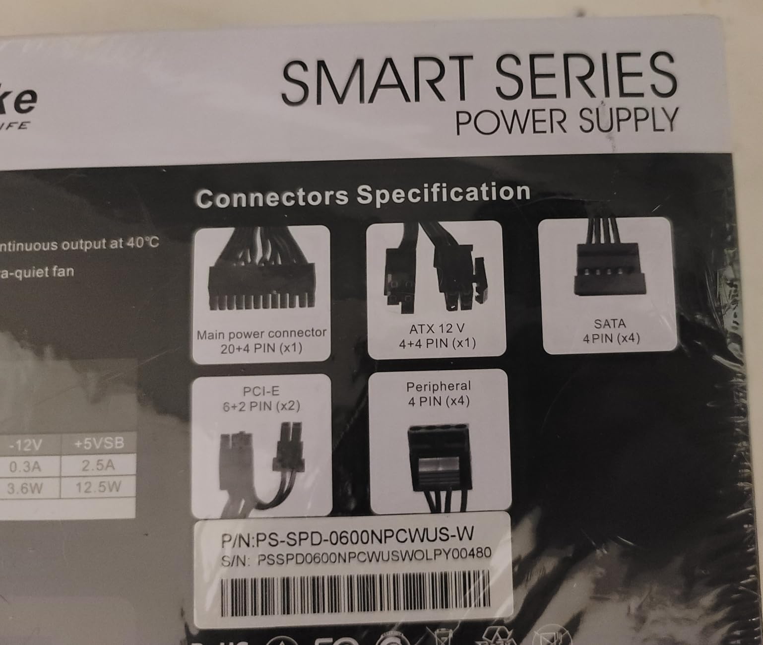 Thermaltake SMART 600W ATX 12V V2.3/EPS 12V 80 Plus Certified Active PFC Power Supply PS-SPD-0600NPCWUS-W Customer Review Thermaltake SMART 600W ATX 12V V2.3/EPS 12V 80 Plus Certified Active PFC Power Supply PS-SPD-0600NPCWUS-W - Customer Photo 4