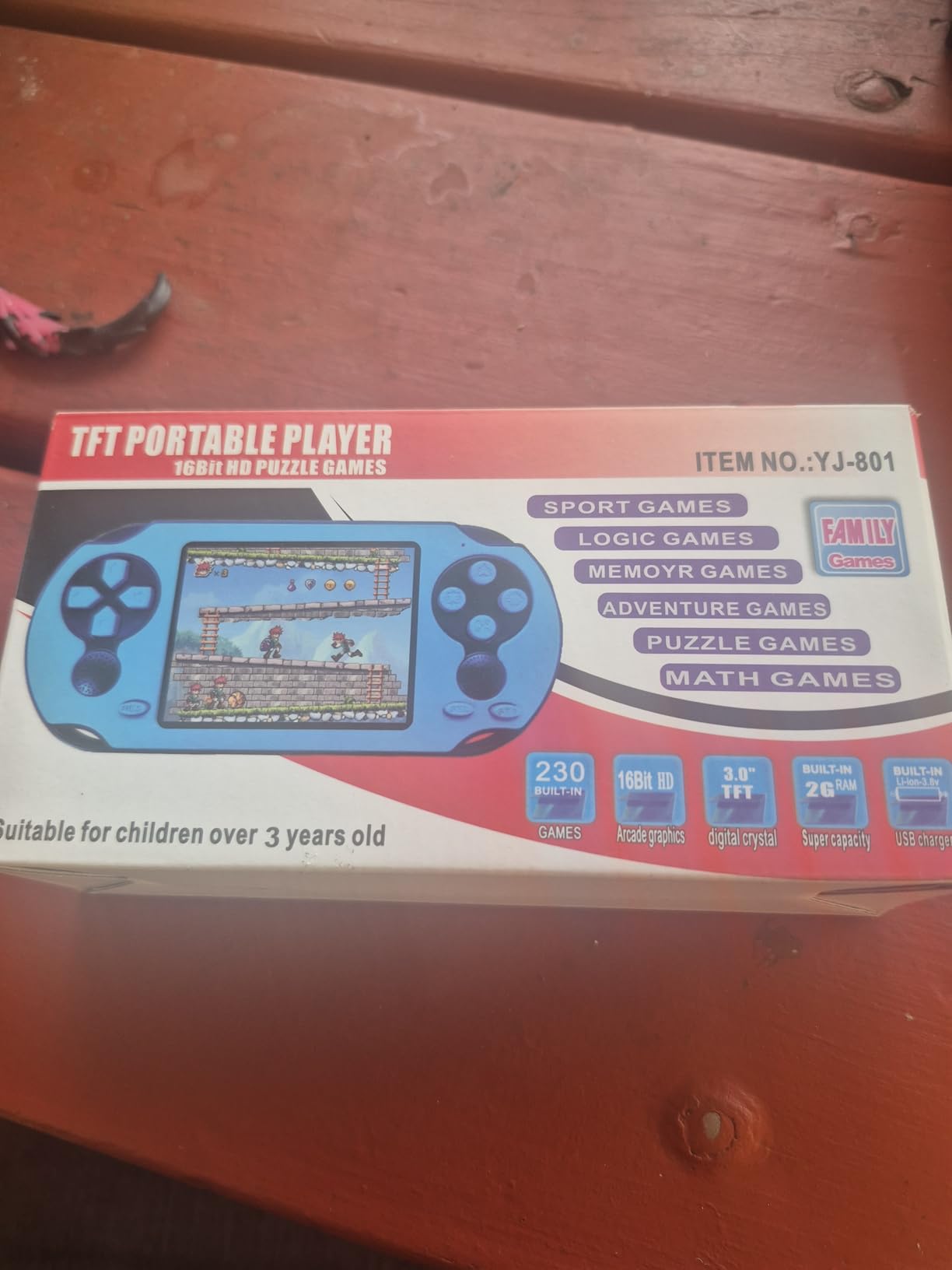 16 Bit Handheld Game for Kids Adults, 3.0'' Large Screen Preloaded 230 HD Classic Retro Video Games with USB Rechargeable Battery & 3 Game Cartridges for Birthday Gift for Kids 4-12 (Blue) - Customer Photo 3