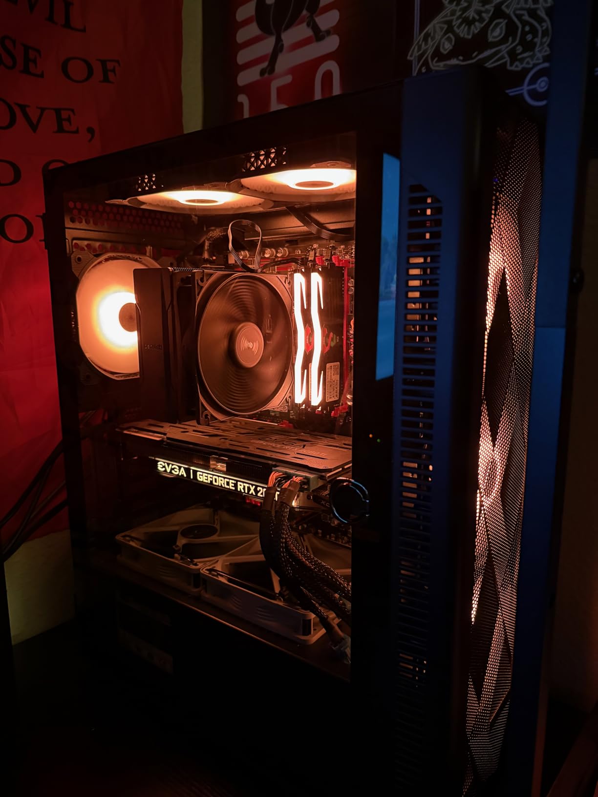 MUSETEX ATX PC Case Pre-Install 6 PWM ARGB Fans, Polygonal Mesh Computer Gaming Case, Opening Tempered Glass Side Panel Mid-Tower Case, USB 3.0 x 2, Black, NN8 Customer Review MUSETEX ATX PC Case Pre-Install 6 PWM ARGB Fans, Polygonal Mesh Computer Gaming Case, Opening Tempered Glass Side Panel Mid-Tower Case, USB 3.0 x 2, Black, NN8 - Customer Photo 1