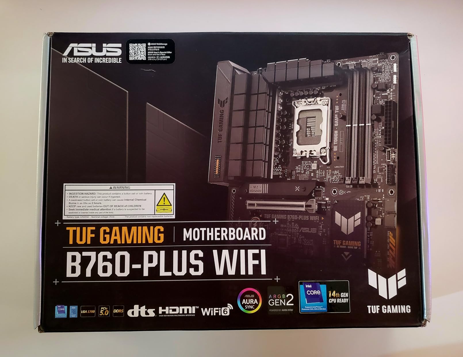 ASUS TUF GAMING B760-PLUS WIFI Intel B760 LGA 1700 ATX motherboard, Ready for 14th, 13th & 12th Gen Intel® Core CPU, 12+1+1 Stages, PCIe 5.0, 3x M.2, DDR5, 2.5G, USB 3.2 Type-C®, Thunderbolt 4™, USB4® - Customer Photo 1