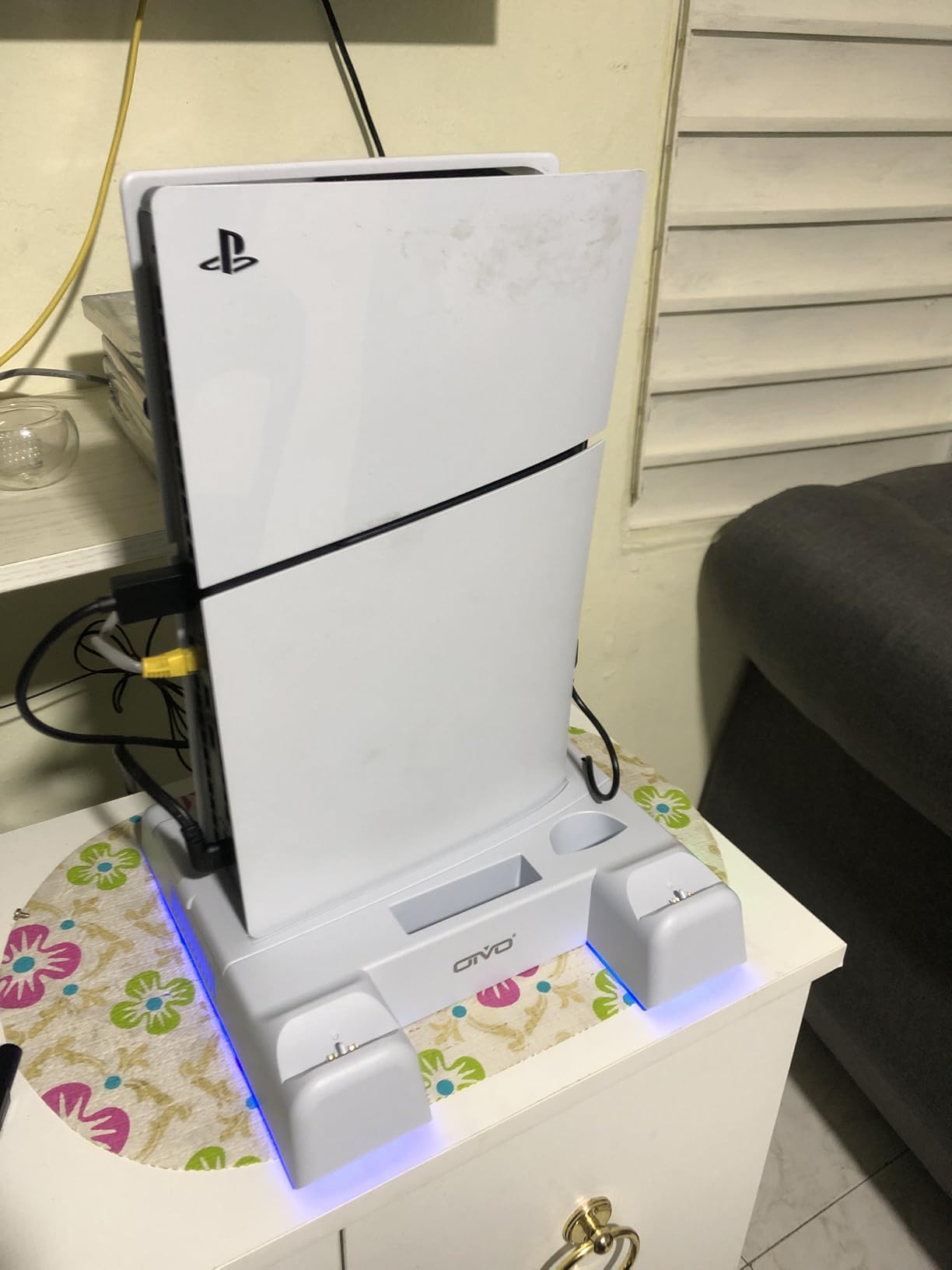 PS5/Slim/Pro Stand and Cooling Station with LED Controller Charging Station for PlayStation 5 Console, Controller Charger, Cooling Stand, PS5/Slim/Pro Accessories Kit with 3 Level Cooling Fan - Black - Customer Photo 1