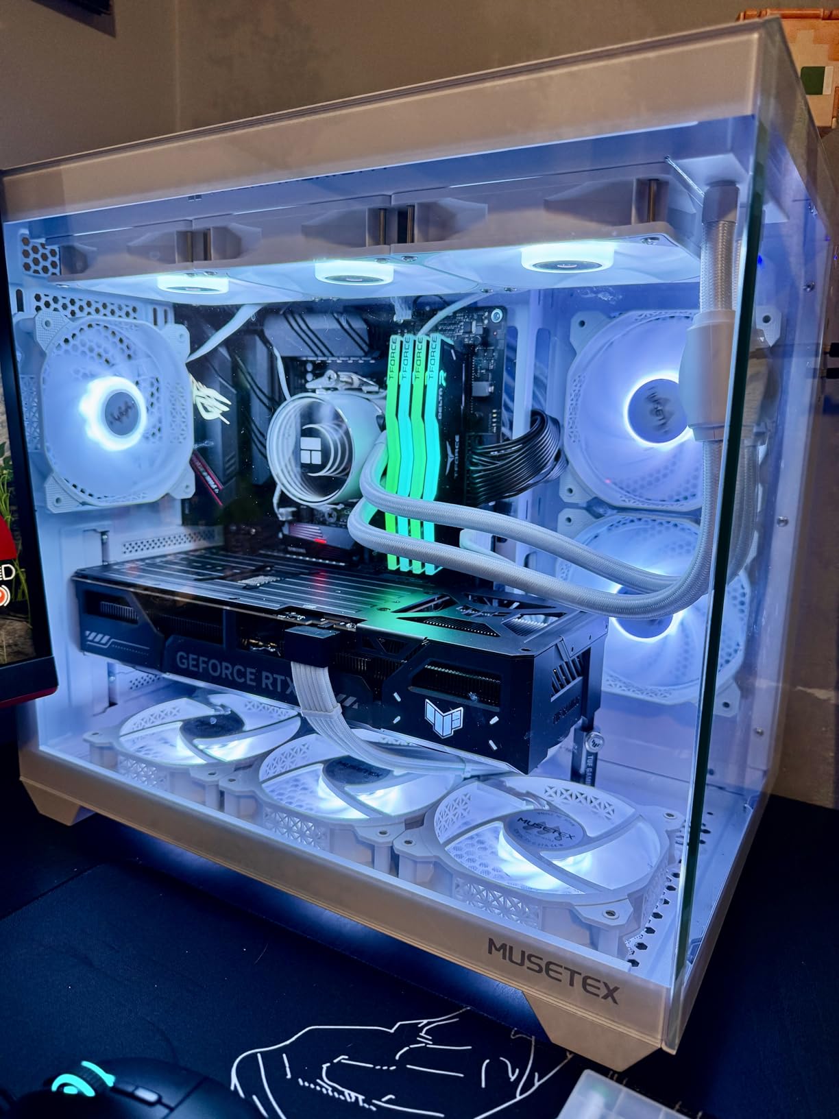 MUSETEX ATX PC Case, 6 PWM ARGB Fans Pre-Installed, 360MM RAD Support, Type-C Gaming PC Case, 270° Full View Tempered Glass Mid Tower, Pure White ATX Computer Case,Y6 Customer Review MUSETEX ATX PC Case, 6 PWM ARGB Fans Pre-Installed, 360MM RAD Support, Type-C Gaming PC Case, 270° Full View Tempered Glass Mid Tower, Pure White ATX Computer Case,Y6 - Customer Photo 1