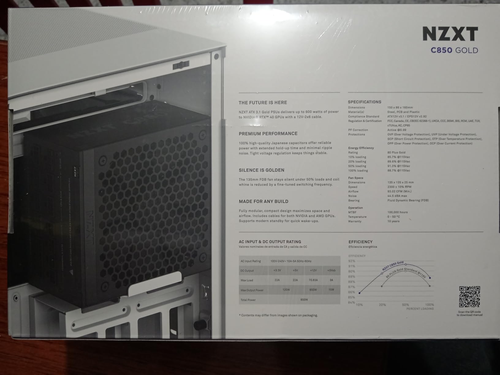 NZXT C850 Gold ATX 3.1 - Fully Modular Low-Noise PC Gaming Power Supply - 850 Watts - 80 Plus Gold - 12V-2x6 Connector - Zero Fan Mode - 100% Japanese Capacitors - Black Customer Review NZXT C850 Gold ATX 3.1 - Fully Modular Low-Noise PC Gaming Power Supply - 850 Watts - 80 Plus Gold - 12V-2x6 Connector - Zero Fan Mode - 100% Japanese Capacitors - Black - Customer Photo 4