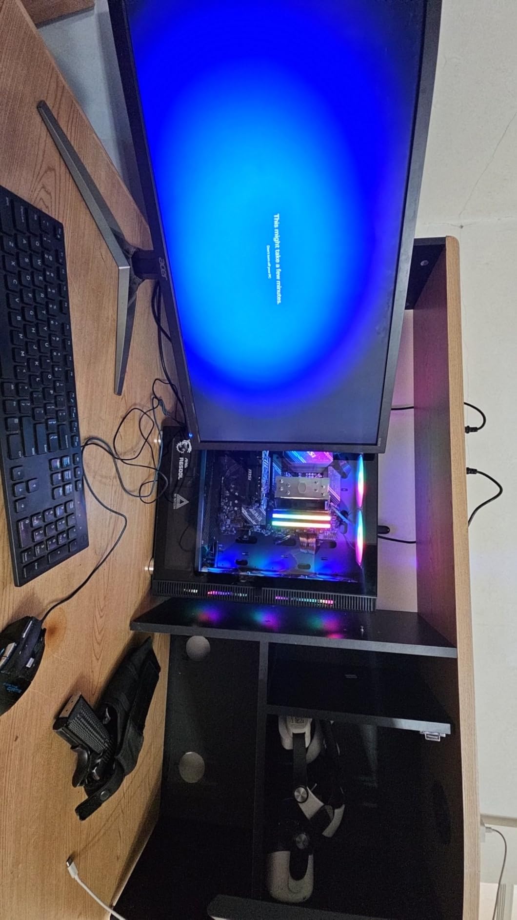 MONTECH XR, ATX Mid-Tower PC Gaming Case, 3 x 120mm ARGB PWM Fans Pre-Installed, Full-View Dual Tempered Glass Panel, Wood-Grain Design I/O Interface, Support 4090 GPUs, 360mm Radiator Support, Black Customer Review MONTECH XR, ATX Mid-Tower PC Gaming Case, 3 x 120mm ARGB PWM Fans Pre-Installed, Full-View Dual Tempered Glass Panel, Wood-Grain Design I/O Interface, Support 4090 GPUs, 360mm Radiator Support, Black - Customer Photo 1