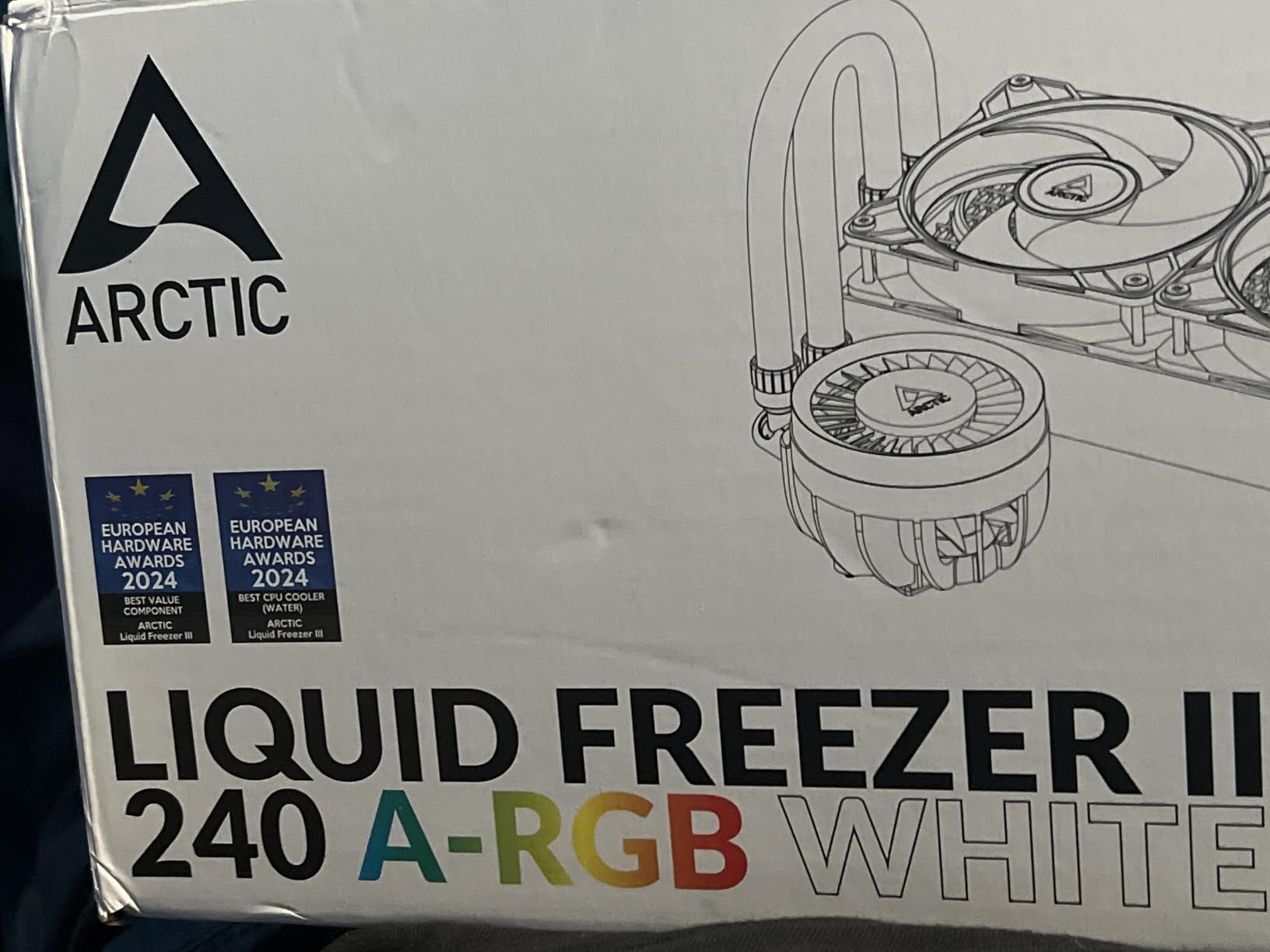 ARCTIC Liquid Freezer III Pro 240 A-RGB (White) - AIO CPU Cooler, 2 x 120 mm Water Cooling, 38 mm Radiator, PWM Pump, VRM Fan, AMD AM5/AM4, Intel LGA1851/1770 Contact Frame - White Customer Review ARCTIC Liquid Freezer III Pro 240 A-RGB (White) - AIO CPU Cooler, 2 x 120 mm Water Cooling, 38 mm Radiator, PWM Pump, VRM Fan, AMD AM5/AM4, Intel LGA1851/1770 Contact Frame - White - Customer Photo 1