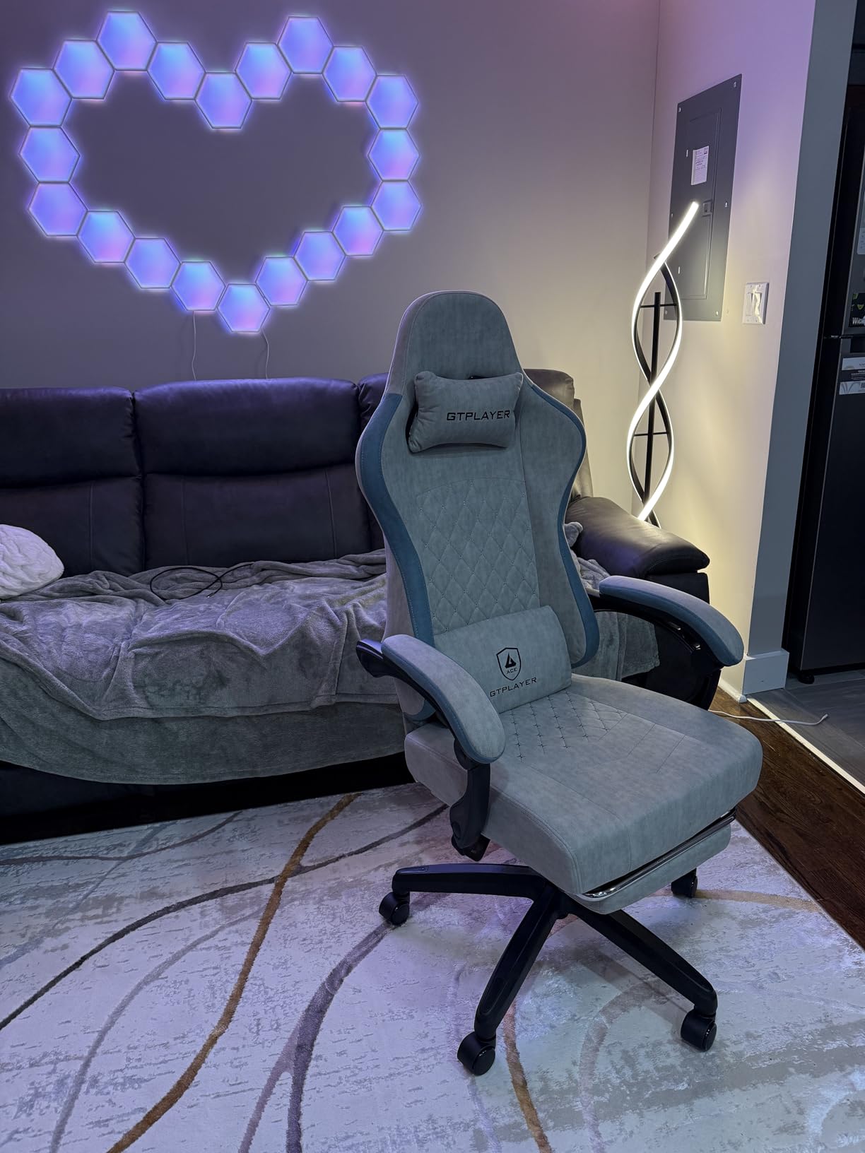 GTPLAYER Gaming Chair, Computer Office Chair with Pocket Spring Cushion, Linkage Armrests and Footrest, High Back Ergonomic Computer Chair with Lumbar Support Task Chair with Footrest(Black) customer photo 2