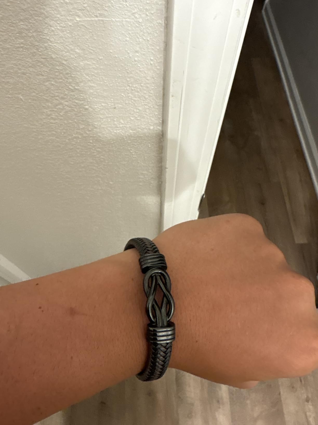 Gift for Men Infinity Bracelet for Men Dad Husband Boyfriend Son Grandson Brother Nephew Uncle Brown Braided Leather Forever Linked Together Stainless Steel Engraved with Love You Forever Jewelry 7.5|8.5|9 Inches - Customer Photo 2