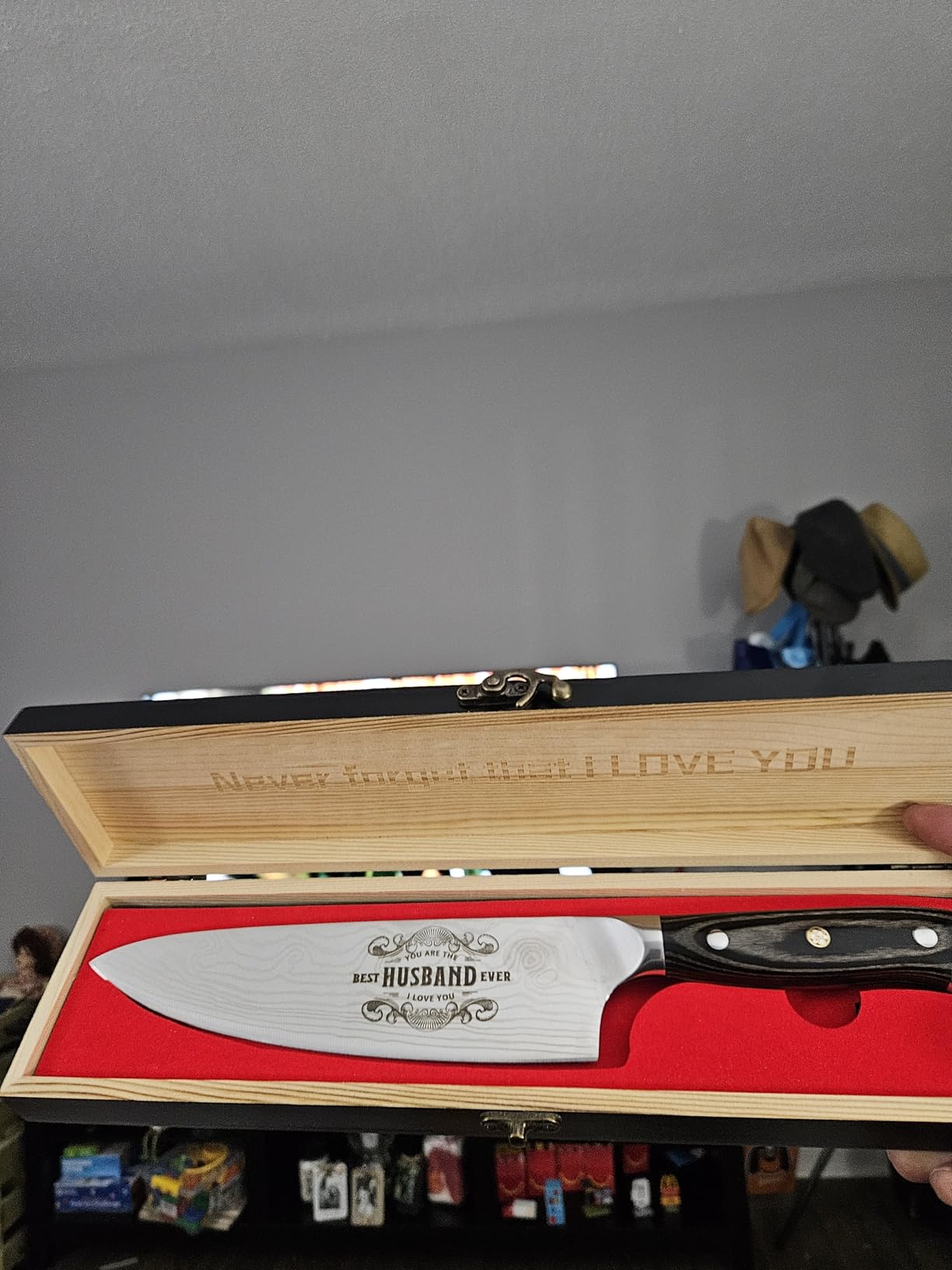 Funistree Anniversary Men Gifts for Him Husband, 8 inch Professional German 1.4116 Chef Knife, Engraved Best Husband Ever Knife Gift, Anniversary Birthday Gift for Men Husband - Customer Photo 1