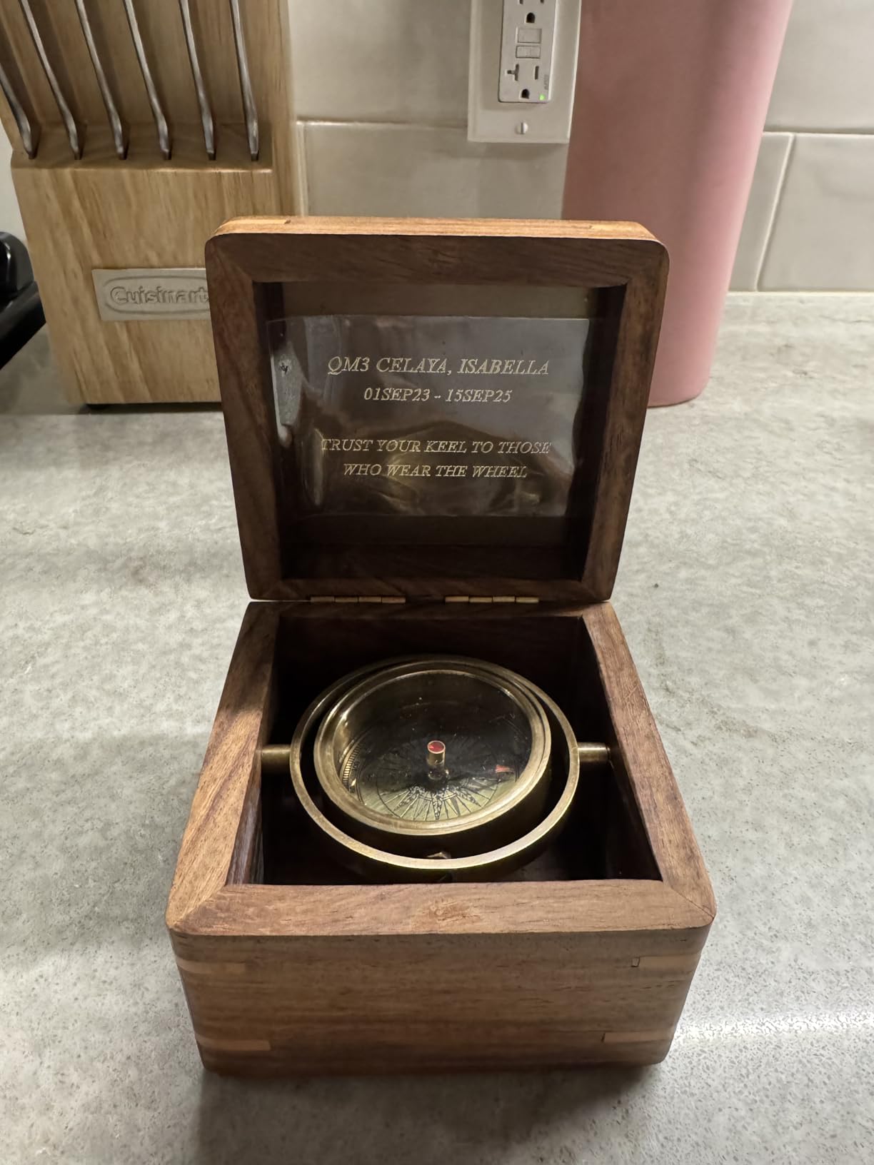 Engraved Antique Brass Desk Compass Keepsake in Wooden Box – Inspirational Personalized Compass Gift for Graduation, Baptism, Confirmation, Mentor, Leadership, Employee Appreciation - Customer Photo 1