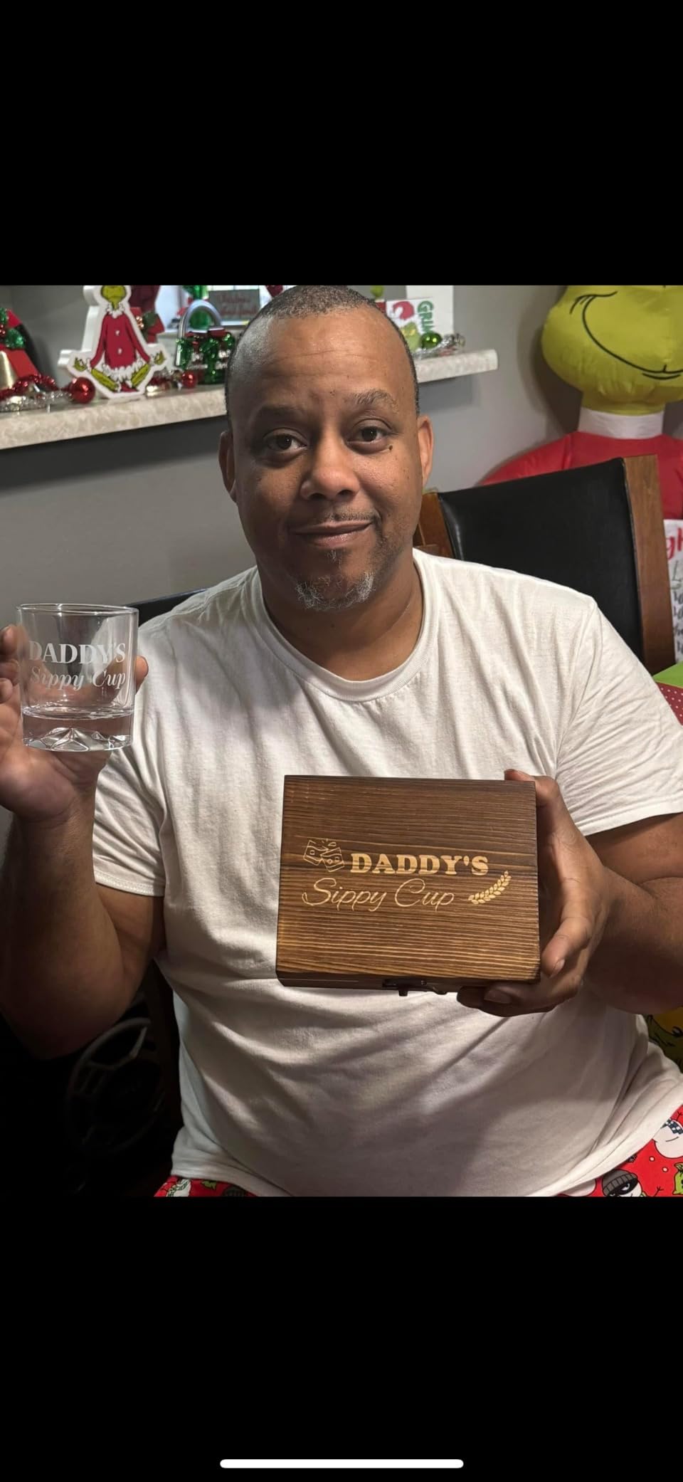 PONPUR Christmas Gifts for Men Grandpa Papa, Daddy, Engraved Whiskey Glass, Christmas Stocking Stuffers, Funny Dad Birthday Gifts for Dad Husband from Wife Daughter Son Kids, Unique Gag Men Gift - Customer Photo 2