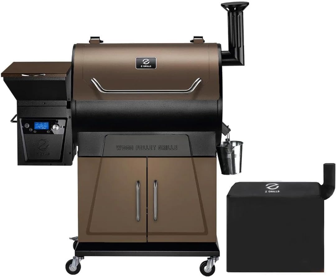 Z GRILLS 2025 Electric Pellet Grill & Smoker, 700 sq in Cooking Area, Dual-Wall Insulation, PID V2.1 Controller, Meat Probes, Easy Hopper Clean-out, Includes Grill Cover, 8 in 1 Outdoor BBQ, 700D6 - Z GRILLS