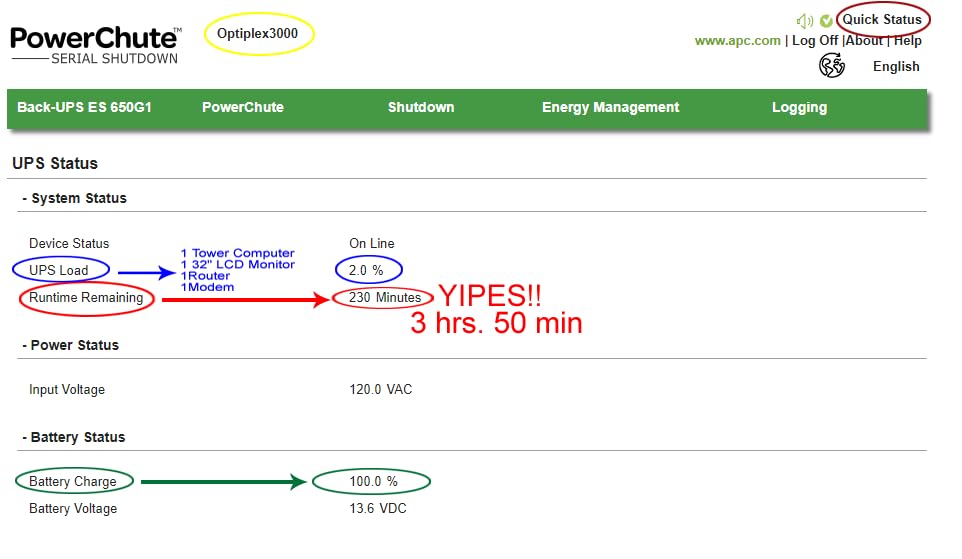 APC Back-UPS 650VA / 390W Battery Backup & Surge Protector, 8 Outlets, RJ45 Ethernet Protection, BE650G1 Uninterruptible Power Supply for Computers, Wireless Routers, and Home Office Electronics customer photo 2