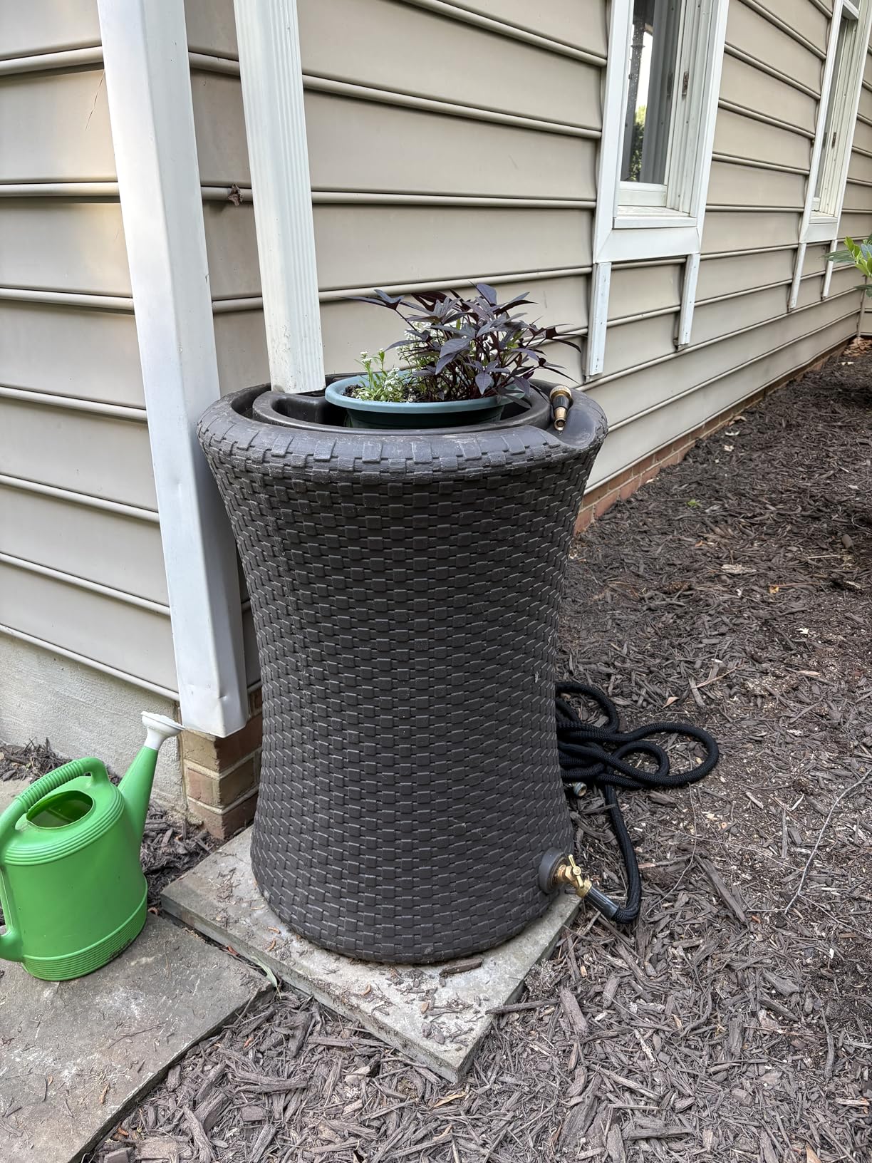 Good Ideas Impressions 50 Gallon Nantucket Outdoor Home Rain Barrel Water Storage Collector with Garden Planter and Brass Spigot, Dark Brown customer photo 1