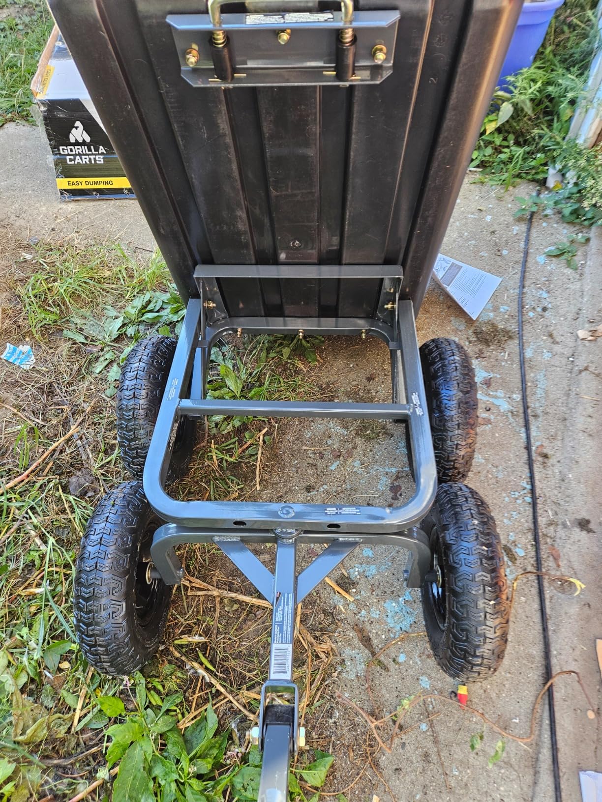 Gorilla Carts Heavy-Duty Poly Yard Dump Cart, 6 Cu Ft Tub, 1200 lb Haul Capacity, Black - Towable Utility Wagon with Quick-Release Dumping & Pneumatic Tires for Landscaping and Gardening customer photo 1