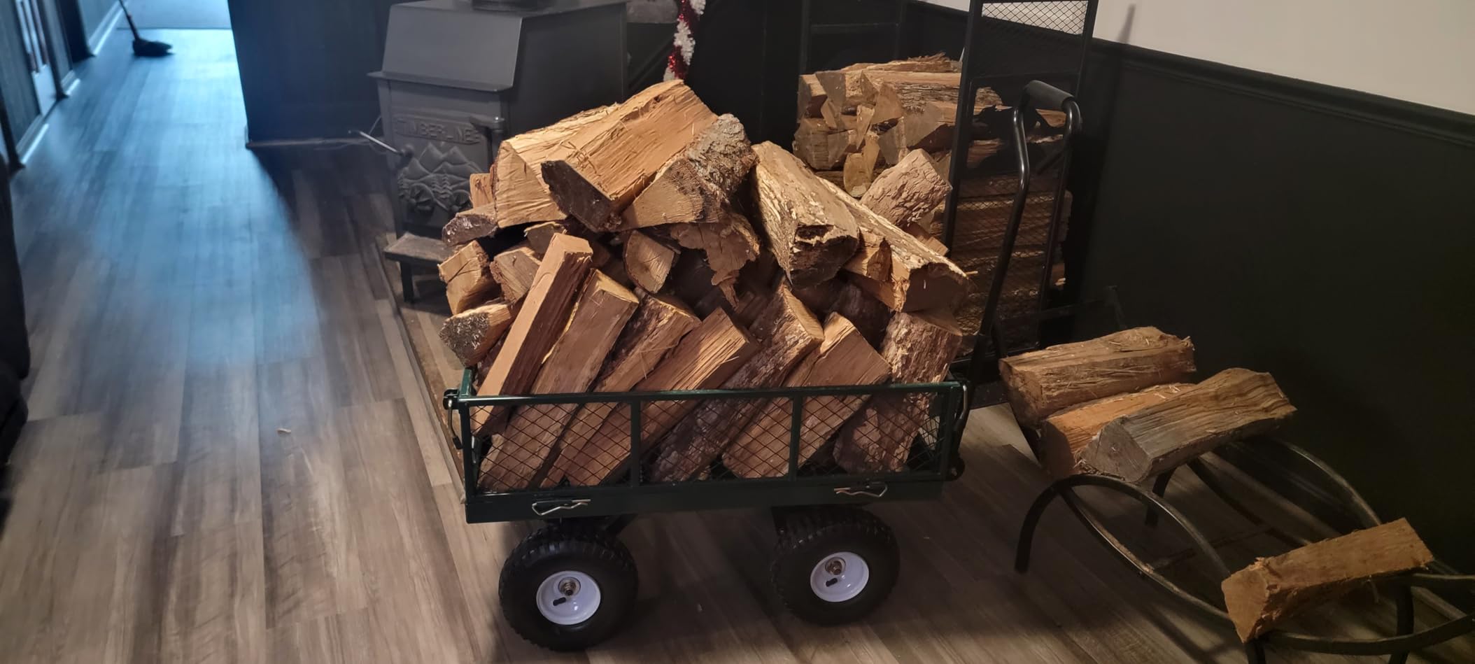 Best Choice Products Utility Garden Cart Wagon for Lawn, Yard w/Heavy-Duty Steel 400lb Weight Capacity, Removable Sides, Long Handle, 10in Tires - Green customer photo 2