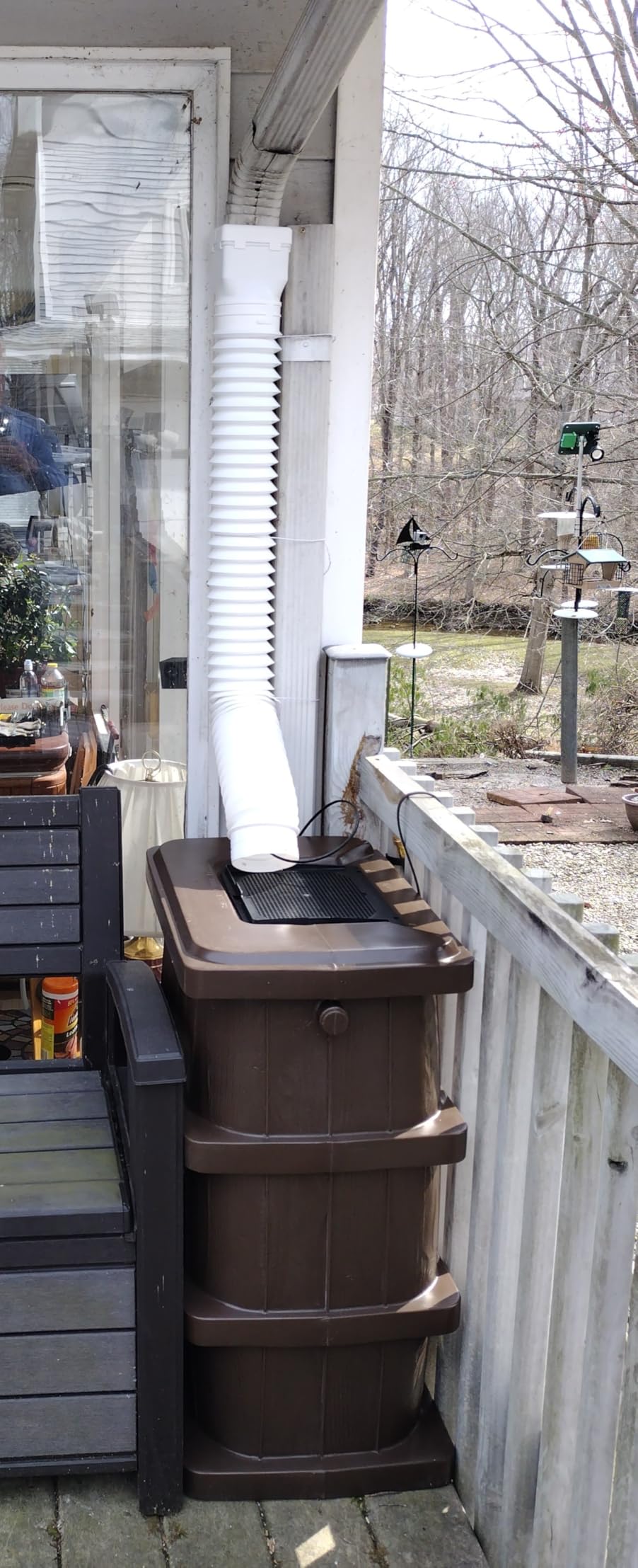 FCMP Outdoor Slim Line Design 45-Gallon Wood Grain Outdoor Home Rain Water Catcher Barrel Flat Back Container with Spigots and Mesh Screen, Brown customer photo 1