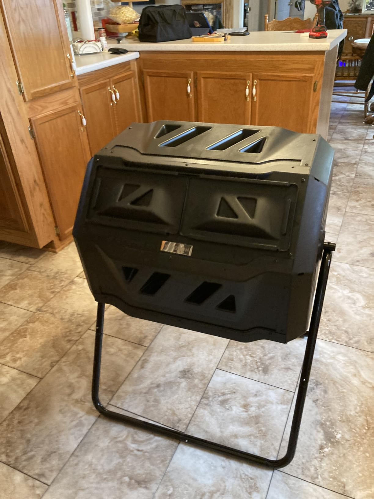 VIVOSUN Outdoor Tumbling Composter Dual Rotating Batch Compost Bin, 43 Gallon Black Door customer photo 1