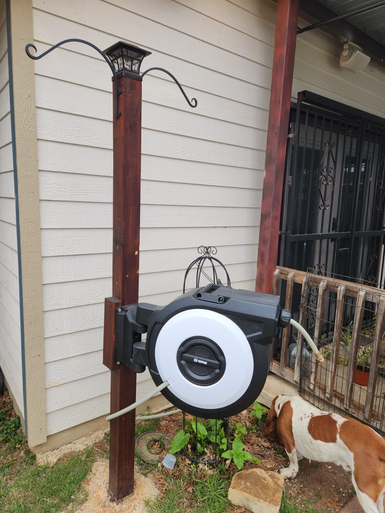 Ayleid Retractable Garden Hose Reel, 1/2 in x 100 ft Wall Mounted Hose Reel, with 9-Function Sprayer Nozzle, Any Length Lock/Slow Return System customer photo 1