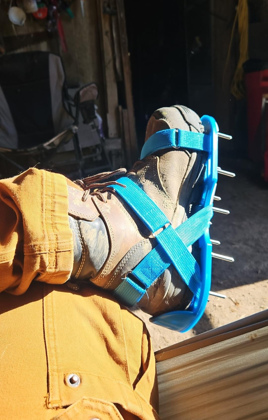 Lawn Aerator Shoes for Grass - Pre-Assembled Grass Aerator Shoes for Lawn - Soil Yard Aerator Tool for Aerating Patio Garden, Black customer photo 2