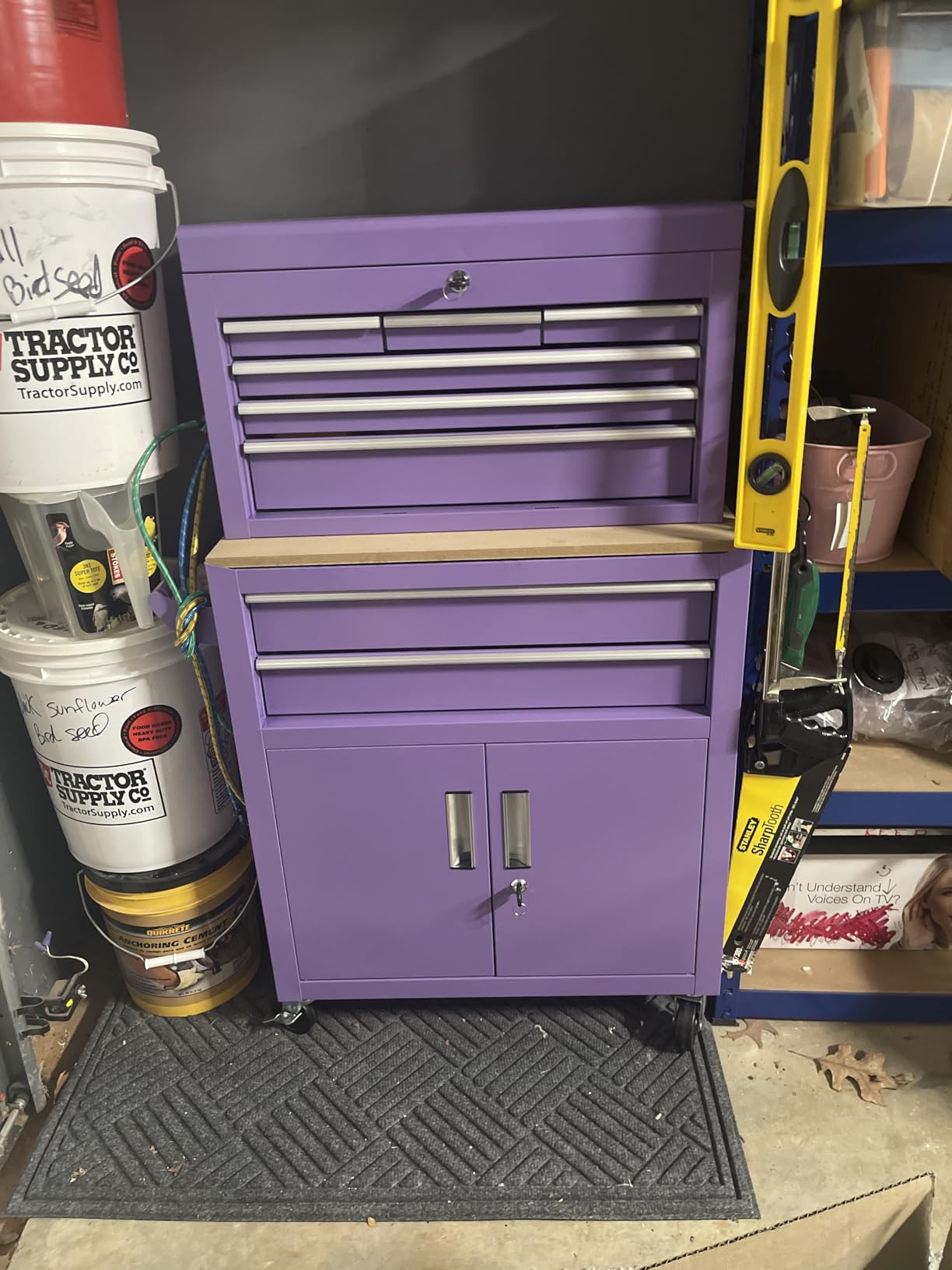 Superday Metal Tool Chest, 8 Drawer Rolling Tool Chest with Wheels, Detachable Tool Storage Cabinet with Lock for Garage, Assembled Steel Tool Cart with Liner & Hooks for Workshop, Warehouse (Black) customer photo 1