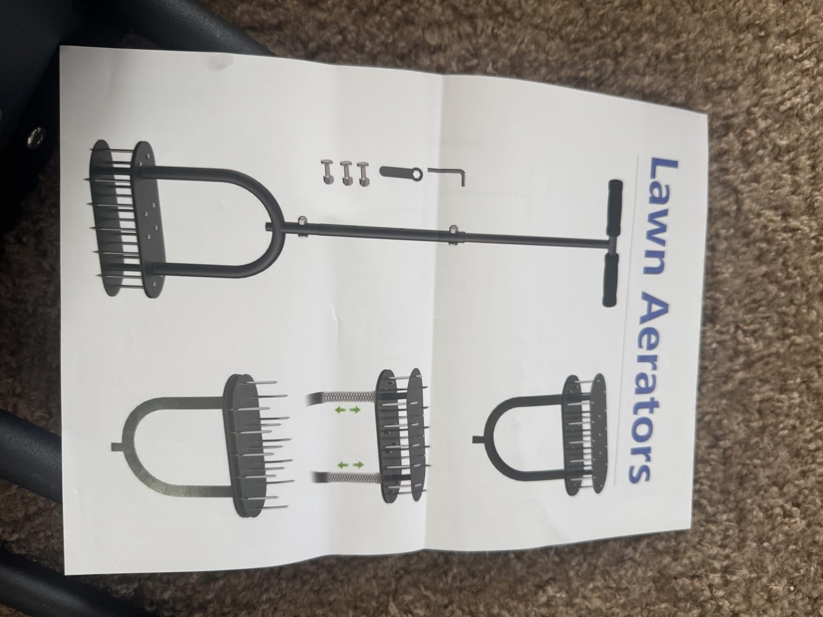 Lawn Aerator Automatic Dirt and Leaf Clean Design,Pre-Assembled 15 Iron Spikes Metal,Soil Lawn Aerating Tools for Yard Lawn and Garden, Lawn Aerator Spikes aerating Tool customer photo 1