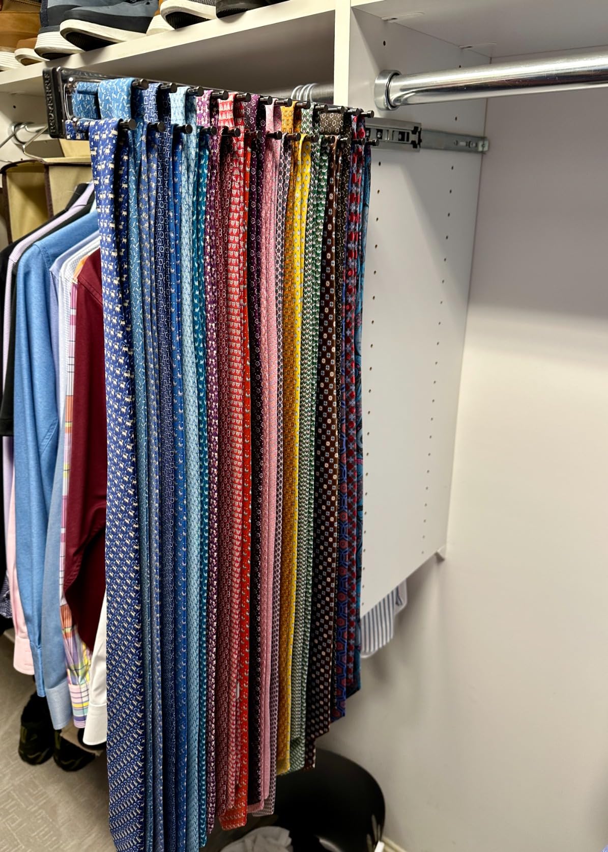 Rev-A-Shelf Pullout 14 Inch Side Mount Extending Closet Tie and Belt Organization Storage Rack Holder for Up to 25 Ties, Chrome customer photo 1