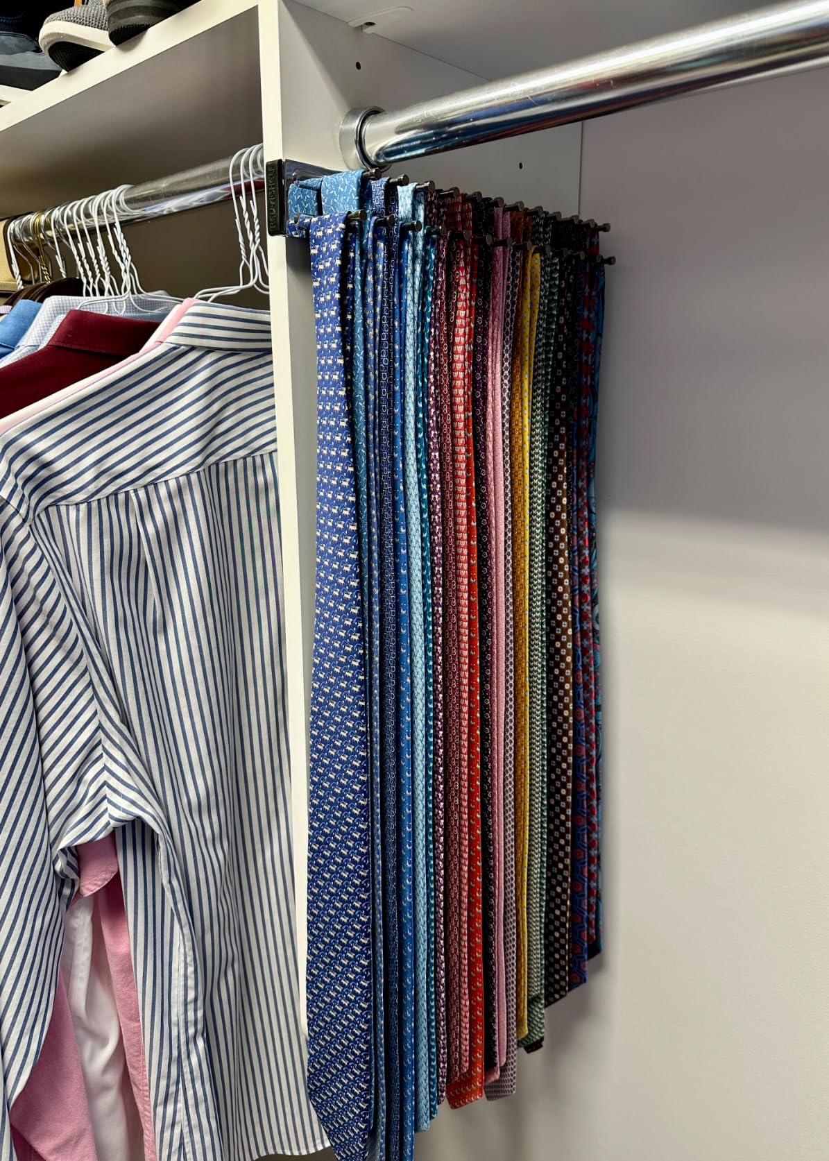 Rev-A-Shelf Pullout 14 Inch Side Mount Extending Closet Tie and Belt Organization Storage Rack Holder for Up to 25 Ties, Chrome customer photo 2