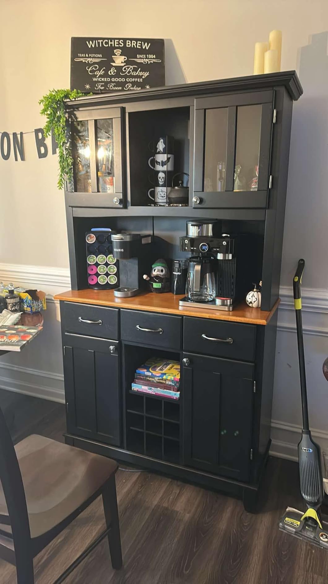Homestyles Buffet of Buffets Black Storage Hutch with Wood Top customer photo 1