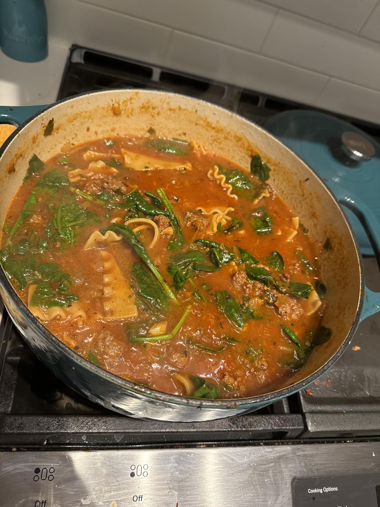 Lodge Essential Enamel Cast Iron Dutch Oven - Perfect for Bread Baking, Braising, Marinating & Slow Cooking - Features Moisture-Sealing Lid & Dual Handles - Kitchen Essentials - 6 Quarts (Caribbean Blue) customer photo 1
