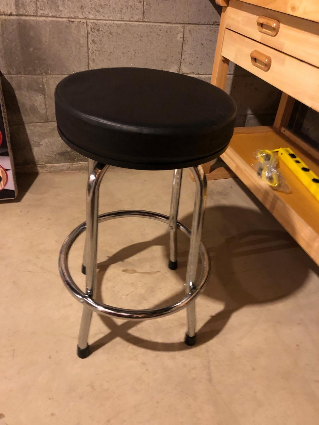 BIG RED Torin Swivel Bar Stool: Padded Garage/Shop Seat with Chrome Plated Legs, Black, 28.74