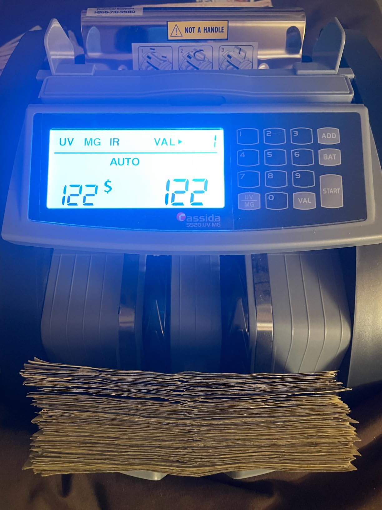Cassida 5520 UV/MG - USA Money Counter with ValuCount, UV/MG/IR Counterfeit Detection, Add and Batch Modes - Large LCD Display & Fast Counting Speed 1,300 Notes/Minute customer photo 2